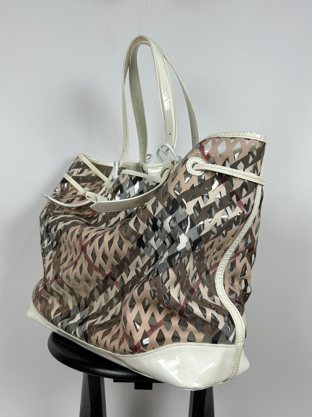 Burberry Vintage Burberry Supernova Check Net Bucket PVC Shoulder Bag Size ONE SIZE - 4 Thumbnail