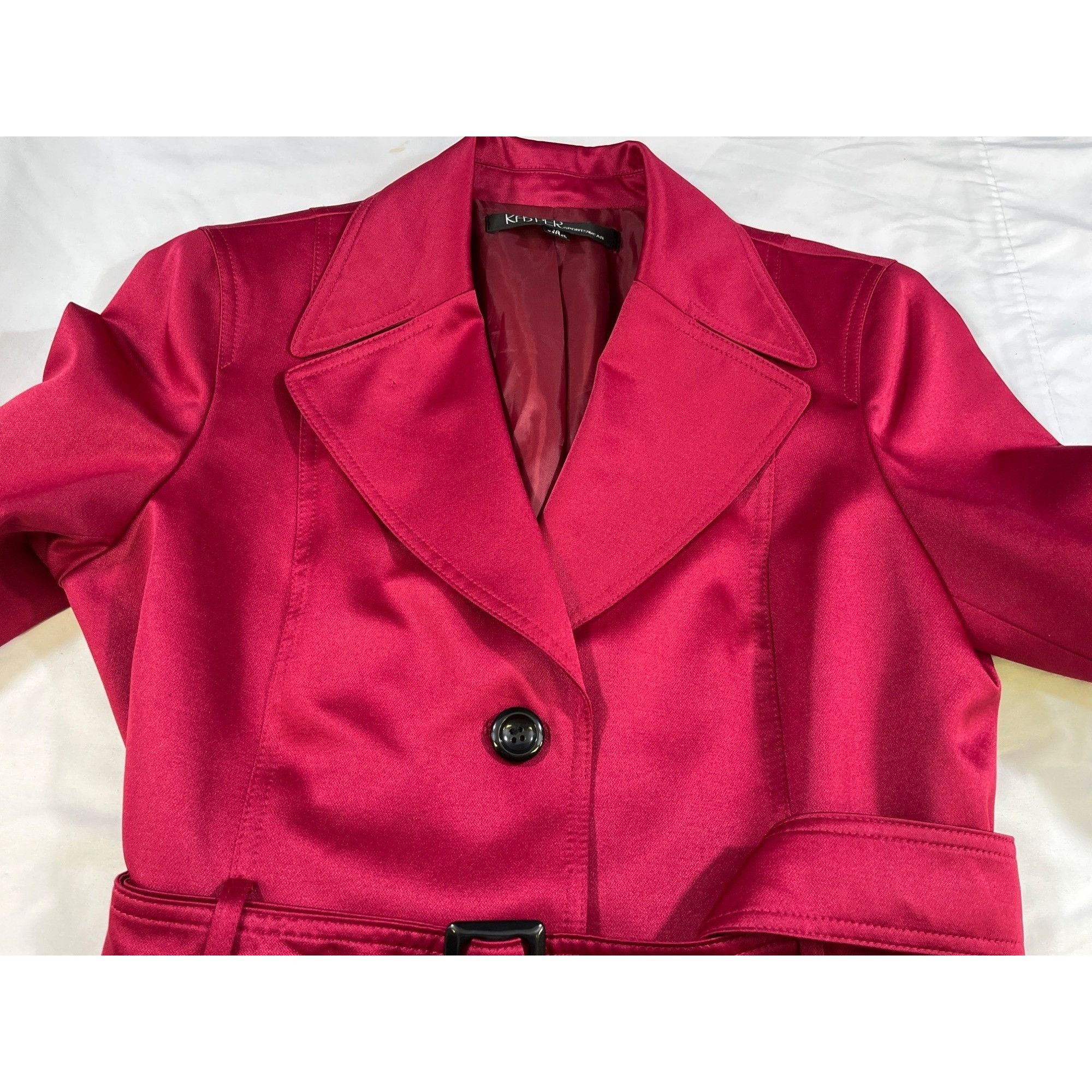Kasper Kasper Sportswear Womens Magenta Trench Coat Size 10 SKU 667 Size L / US 10 / IT 46 - 3 Thumbnail