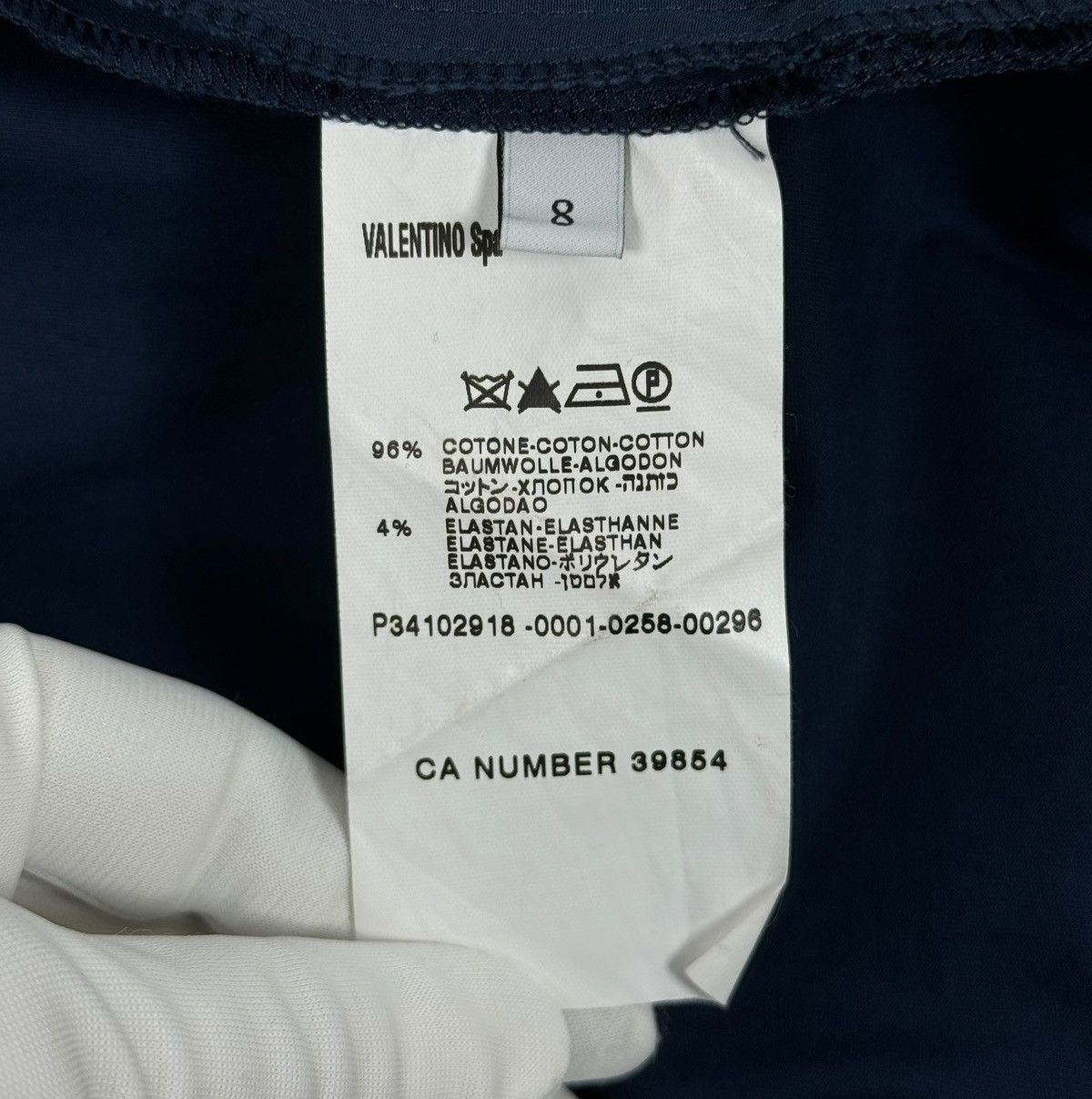 Valentino Valentino Blue Cotton Crystal Detail Straight Formal Pants Size 30" / US 8 / IT 44 - 13 Thumbnail