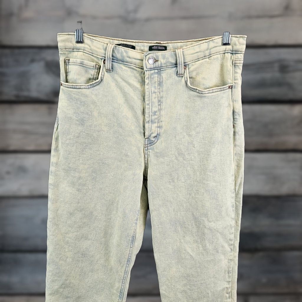 Vintage Wild Fable Womens Highest Rise 90s Straight Jeans Sz 12 Acid Over-Dye Lime Green Size 34" / US 12 / IT 48 - 1 Thumbnail