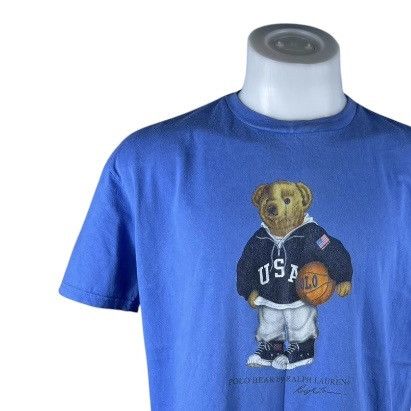 Polo Ralph Lauren × U.S. Polo Assn. Polo Bear Laugh Lauren Vintage Polo Bear 90sT-shirt Size US L / EU 52-54 / 3 - 1 Thumbnail