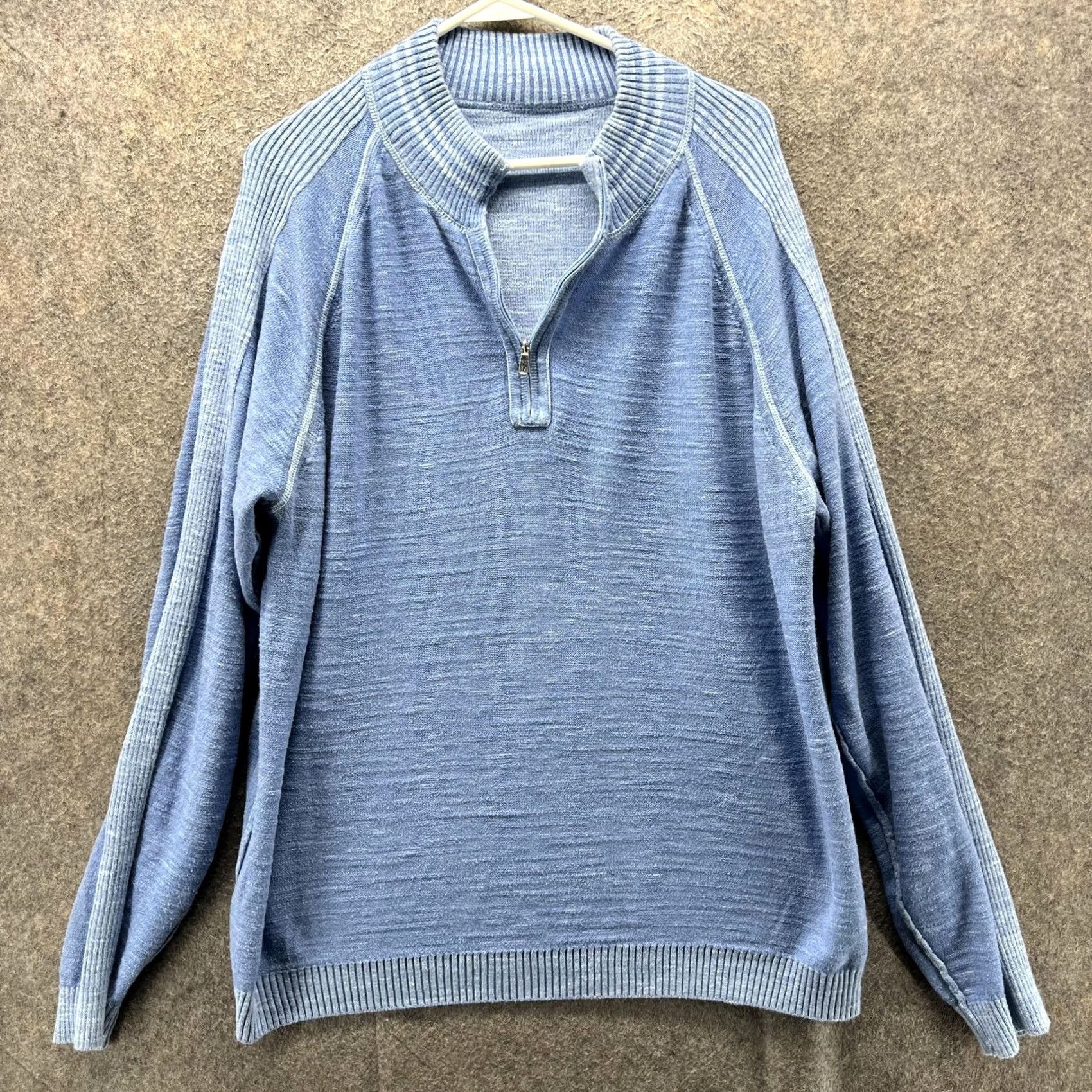 Tommy Bahama VINTAGE Tommy Bahama Sweater Mens L Blue 1/4 Zip Mock Neck Pullover Knit Reversible Size US L / EU 52-54 / 3 - 6 Thumbnail