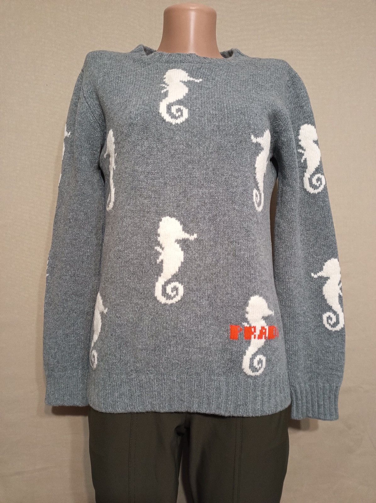Prada PRADA Grey Seahorses Wool Cashmere Sweater Size IT 44 Size M / US 6-8 / IT 42-44 - 1 Thumbnail