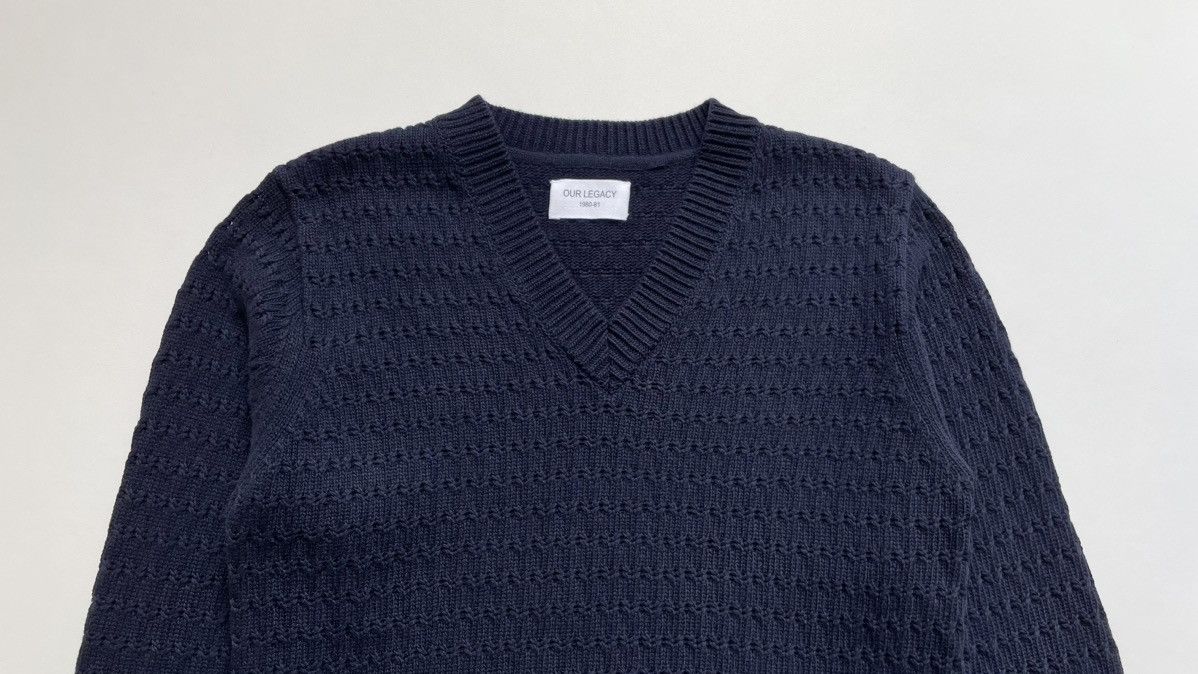 Our Legacy Dark Blue Wool Hole Knit Sweater Size US M / EU 48-50 / 2 - 2 Thumbnail