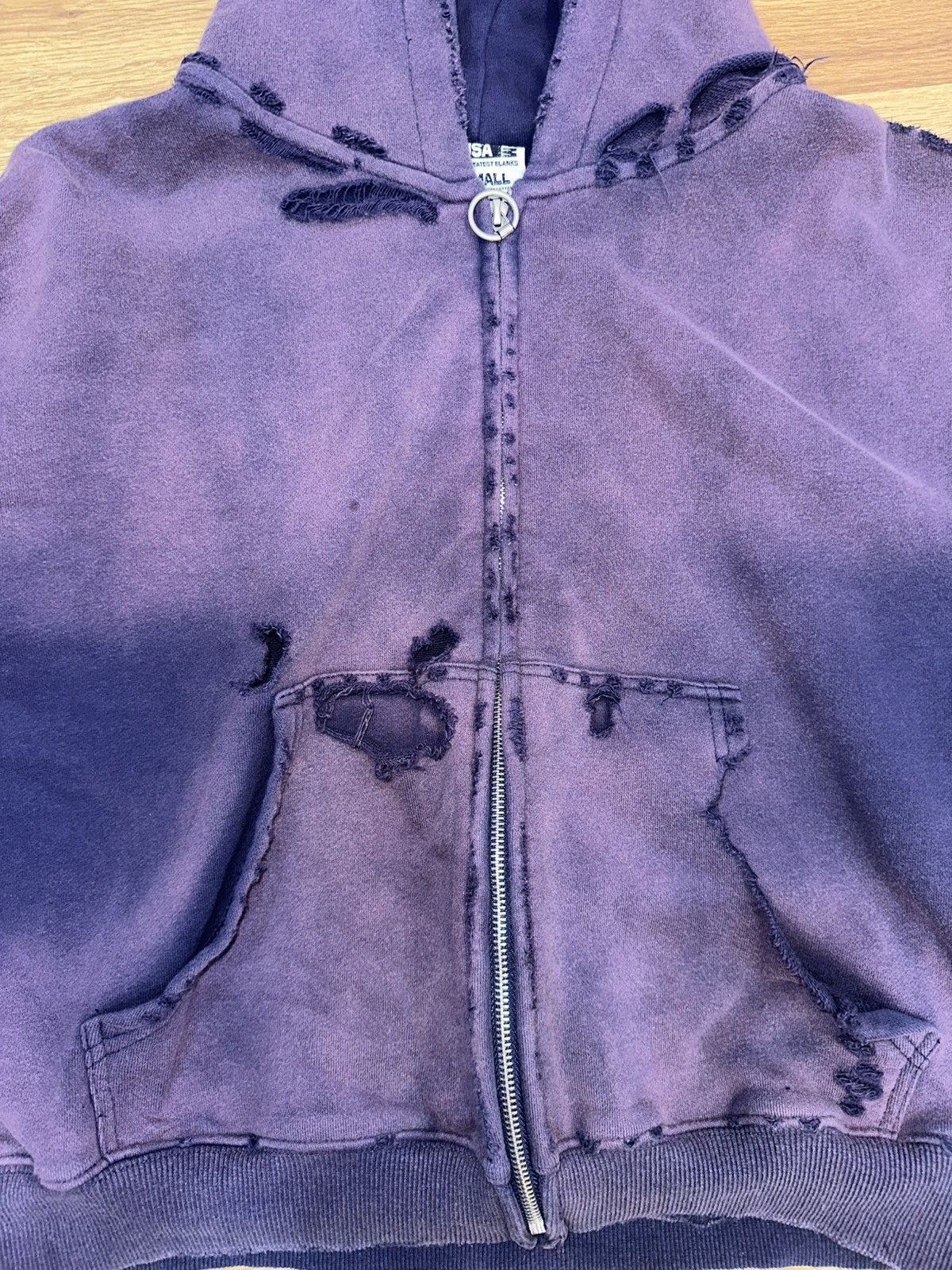 Vale Vale Forever Washed Distressed Zip Up Hoodie Size US S / EU 44-46 / 1 - 3 Thumbnail
