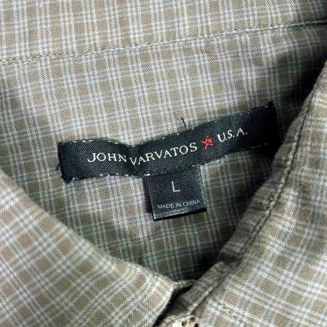 John Varvatos John Varvatos Plaid Button Up Shirt Long Sleeve Mens L Checkered Gray Size 42R - 6 Thumbnail