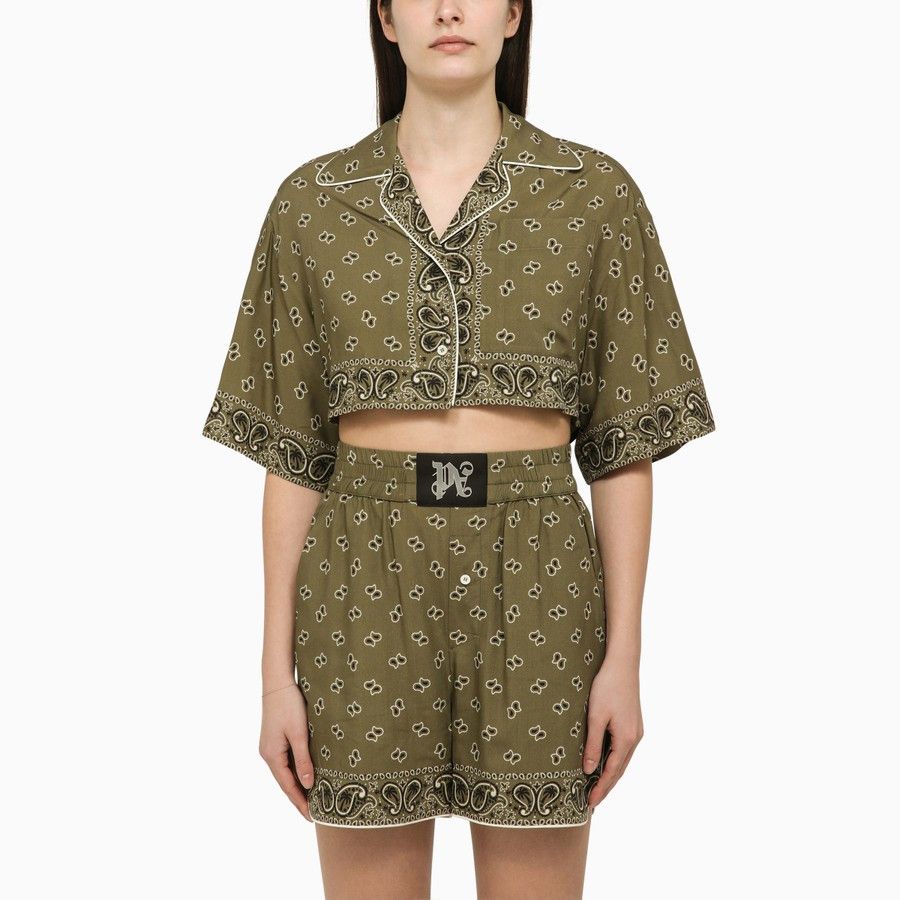 Palm Angels o1d2blof0924 Cropped Shirts In Green Size M / US 6-8 / IT 42-44 - 1 Thumbnail