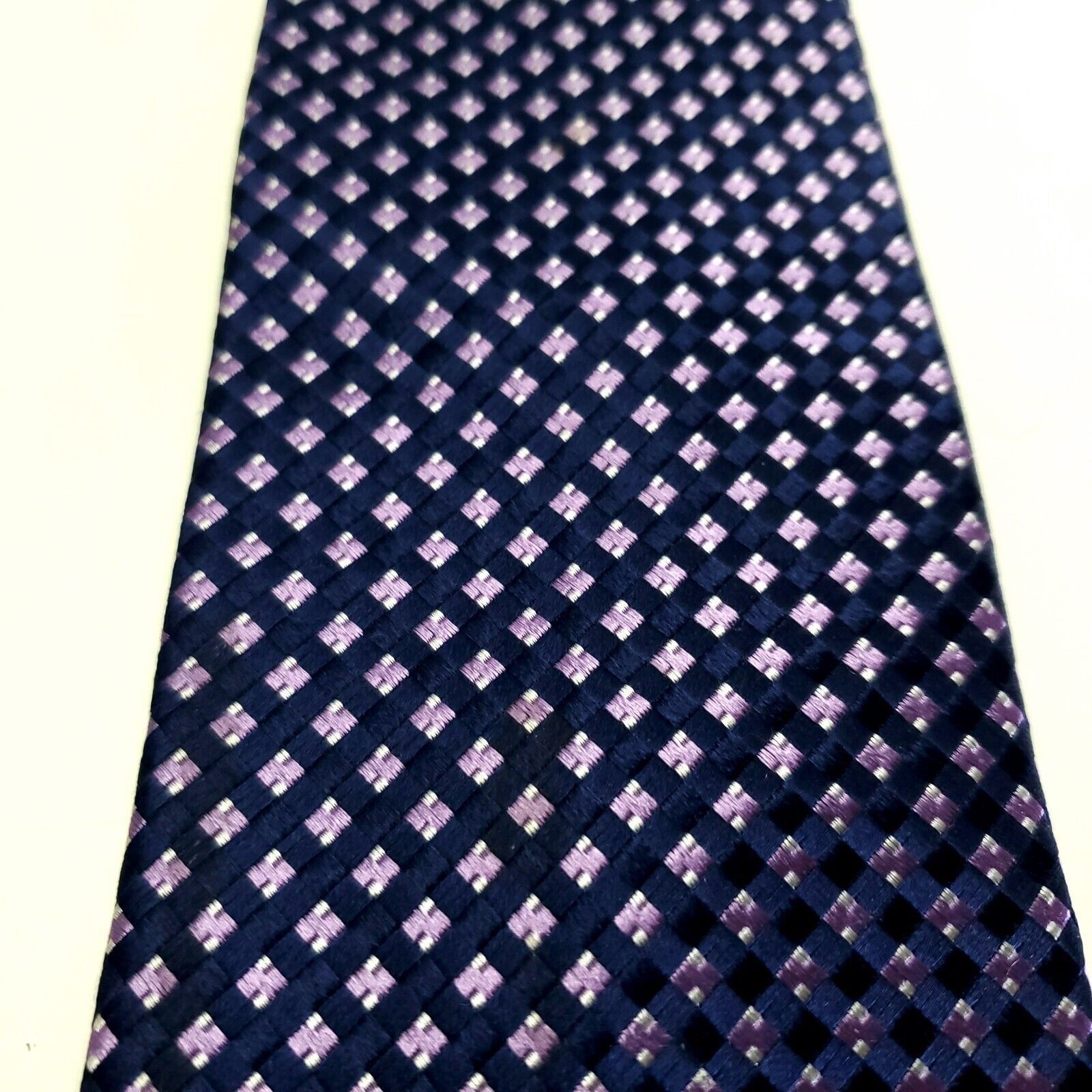 Michael Kors Michael Kors Blue Pink Woven Geometric Silk Tie Size ONE SIZE - 2 Thumbnail