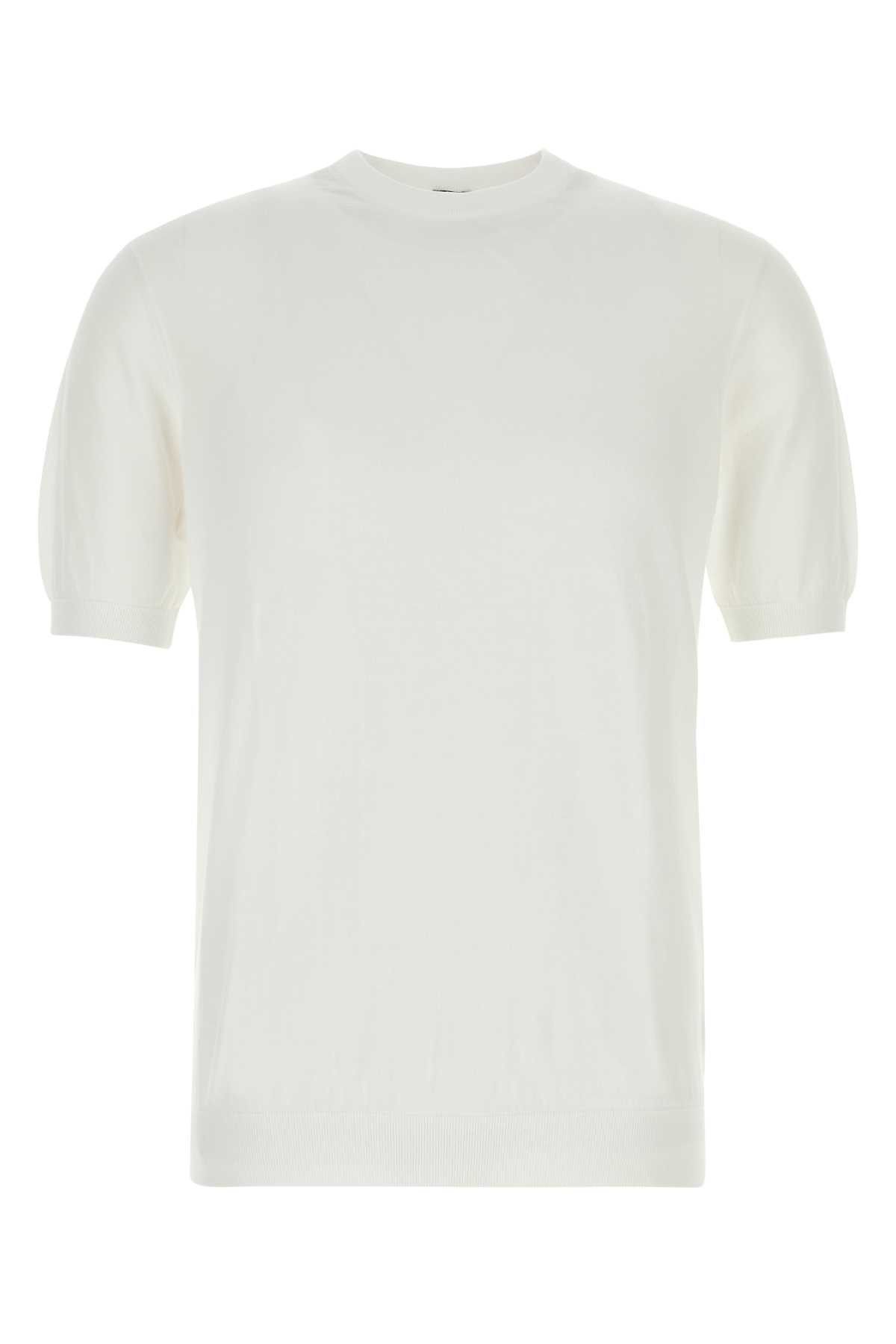 Fedeli White Cotton Sweater Size US XL / EU 56 / 4 - 1 Thumbnail