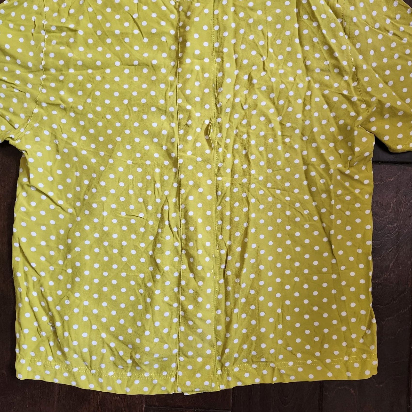 Liz Claiborne Liz Claiborne Collection Blouse Women's Short Sleeve Yellow Polka Dot Pullover Size 8 Quiet Colorful Casual Travel Spring Summer Fall Regular Womens Size M / US 6-8 / IT 42-44 - 3 Thumbnail