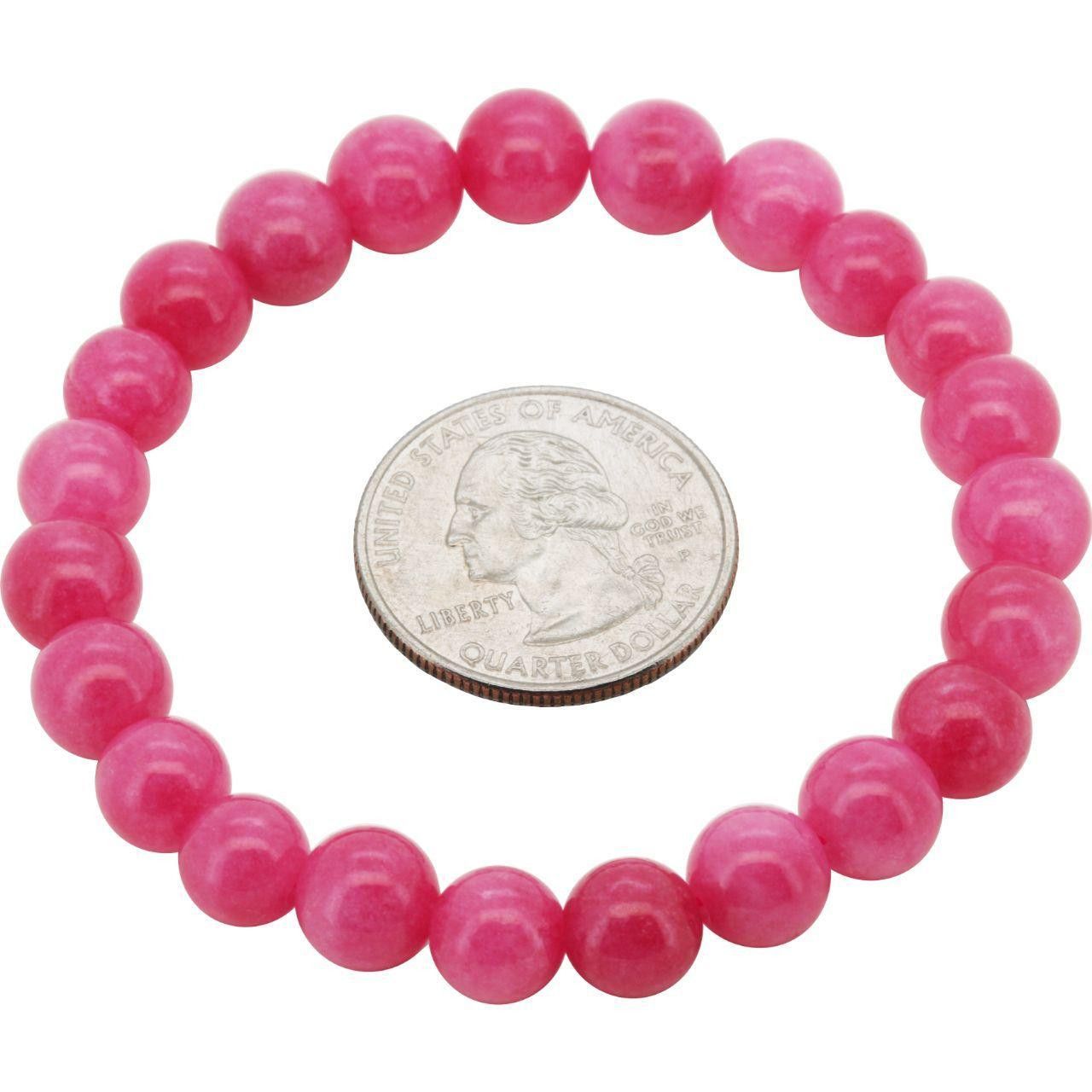 Other 8mm Pink Jade Gemstone Beaded Stretch Bracelet 7" Size ONE SIZE - 1 Preview