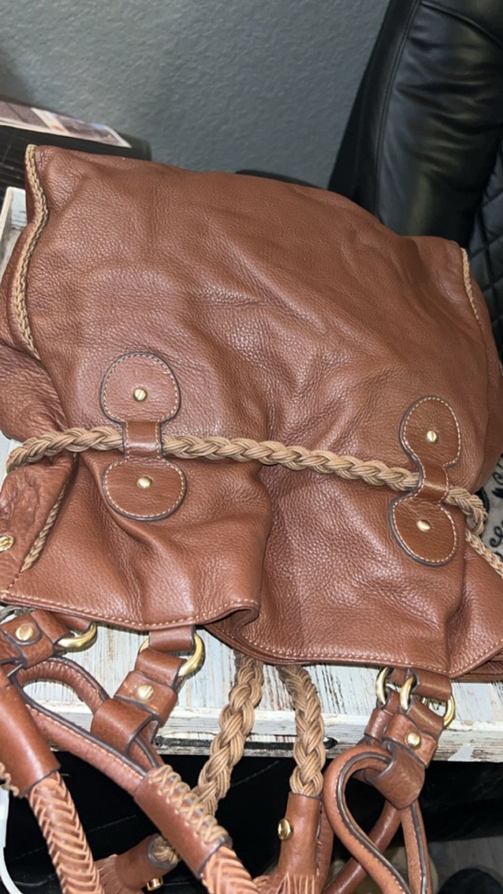 Liz Claiborne Women's Liz Claiborne Brown Leather Shoulder Bag One Size Size ONE SIZE - 2 Thumbnail