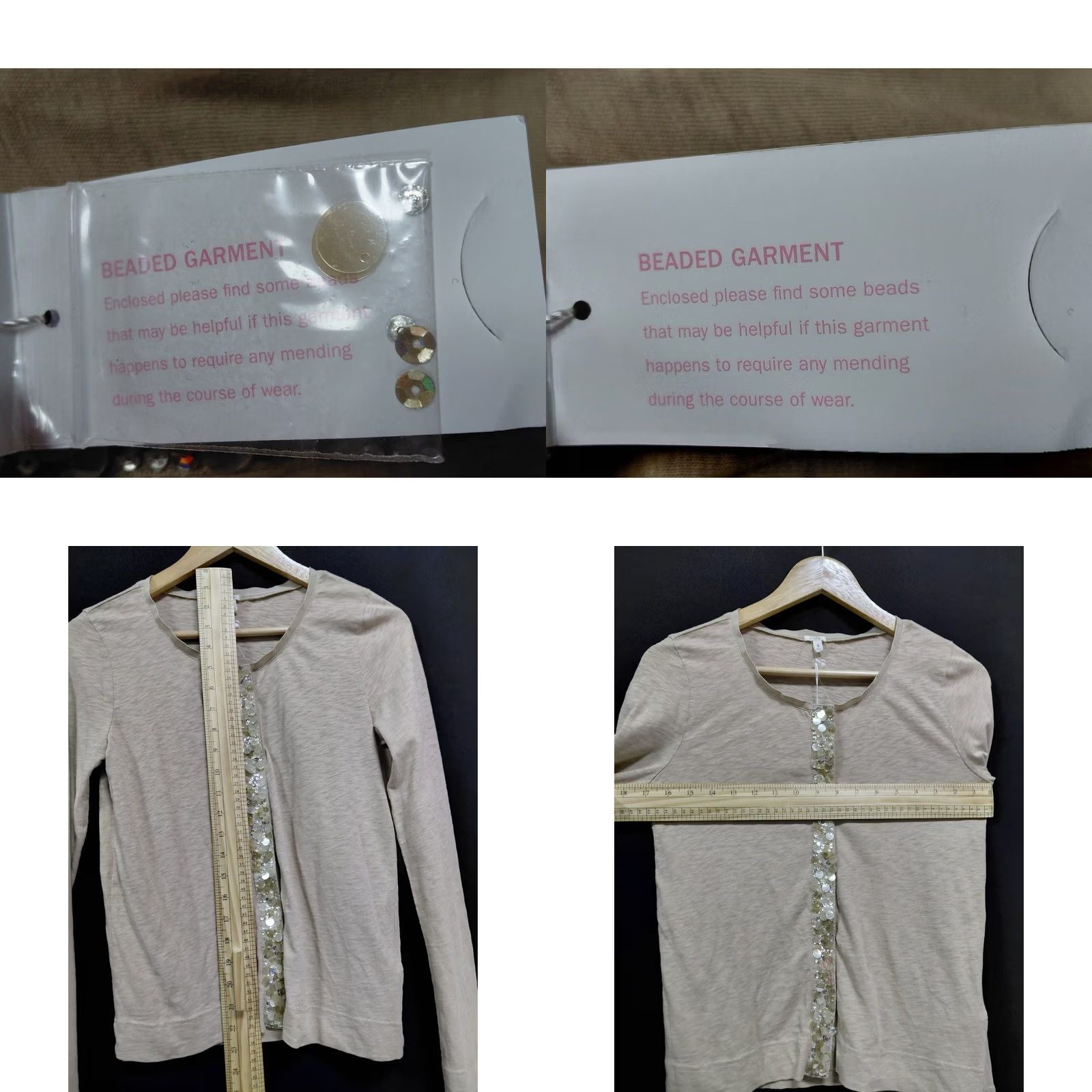 J.Crew J.CREW Beaded Cardigan Sweater Beige Solid Knit Women Size S Size S / US 4 / IT 40 - 8 Thumbnail