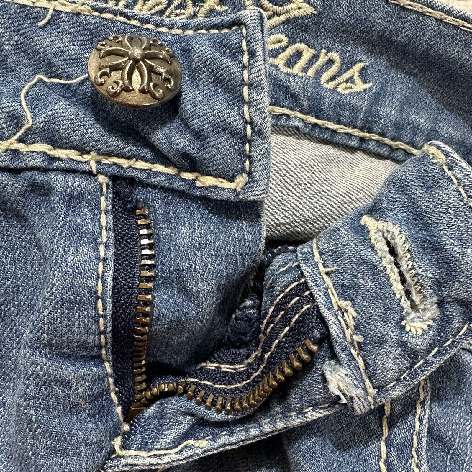 Request Jeans Request Jeans 32x30 Y2K Low Rise Blue Embellished Pocket Size 32" / US 10 / IT 46 - 3 Thumbnail