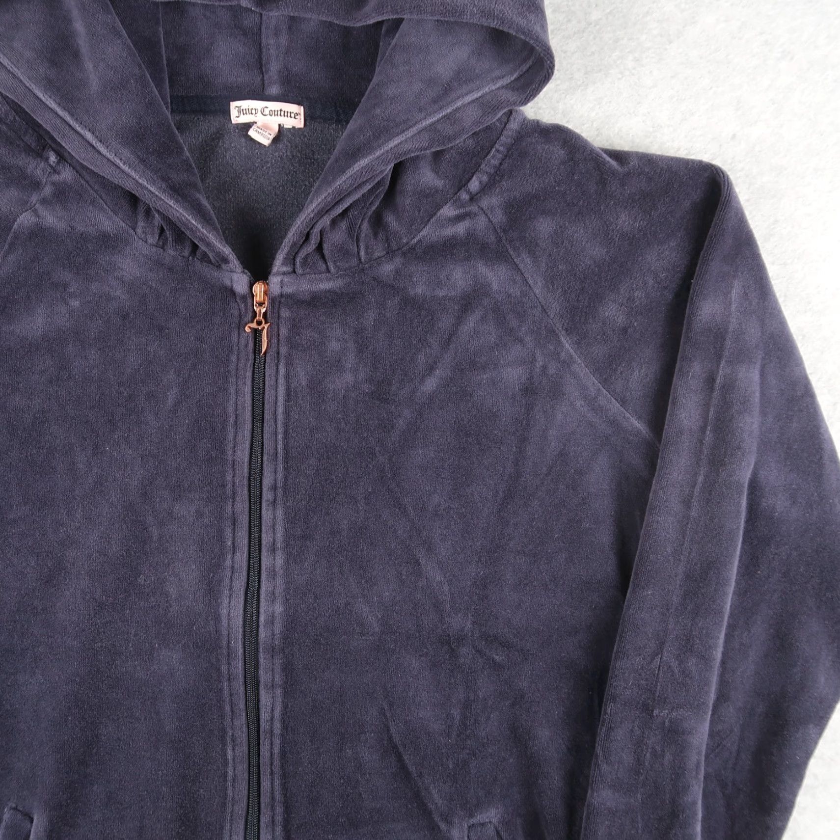 Juicy Couture Juicy Couture Hoodie Womens L Blue Velour Zip Up Logo Embellish Size L / US 10 / IT 46 - 3 Thumbnail