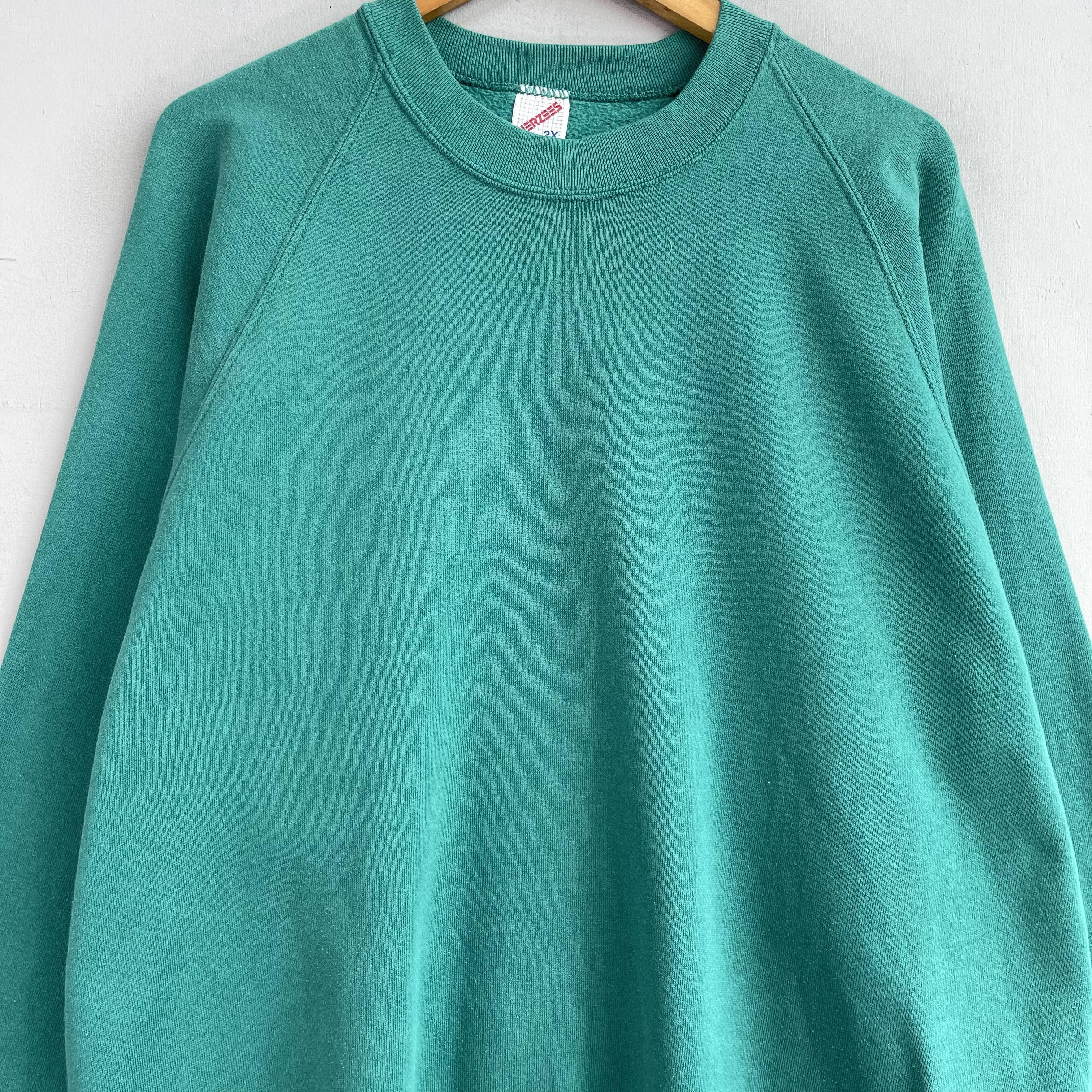 Jerzees × Vintage Vintage JERZEES Plain Green Crewneck Sweatshirt Size US XL / EU 56 / 4 - 2 Thumbnail