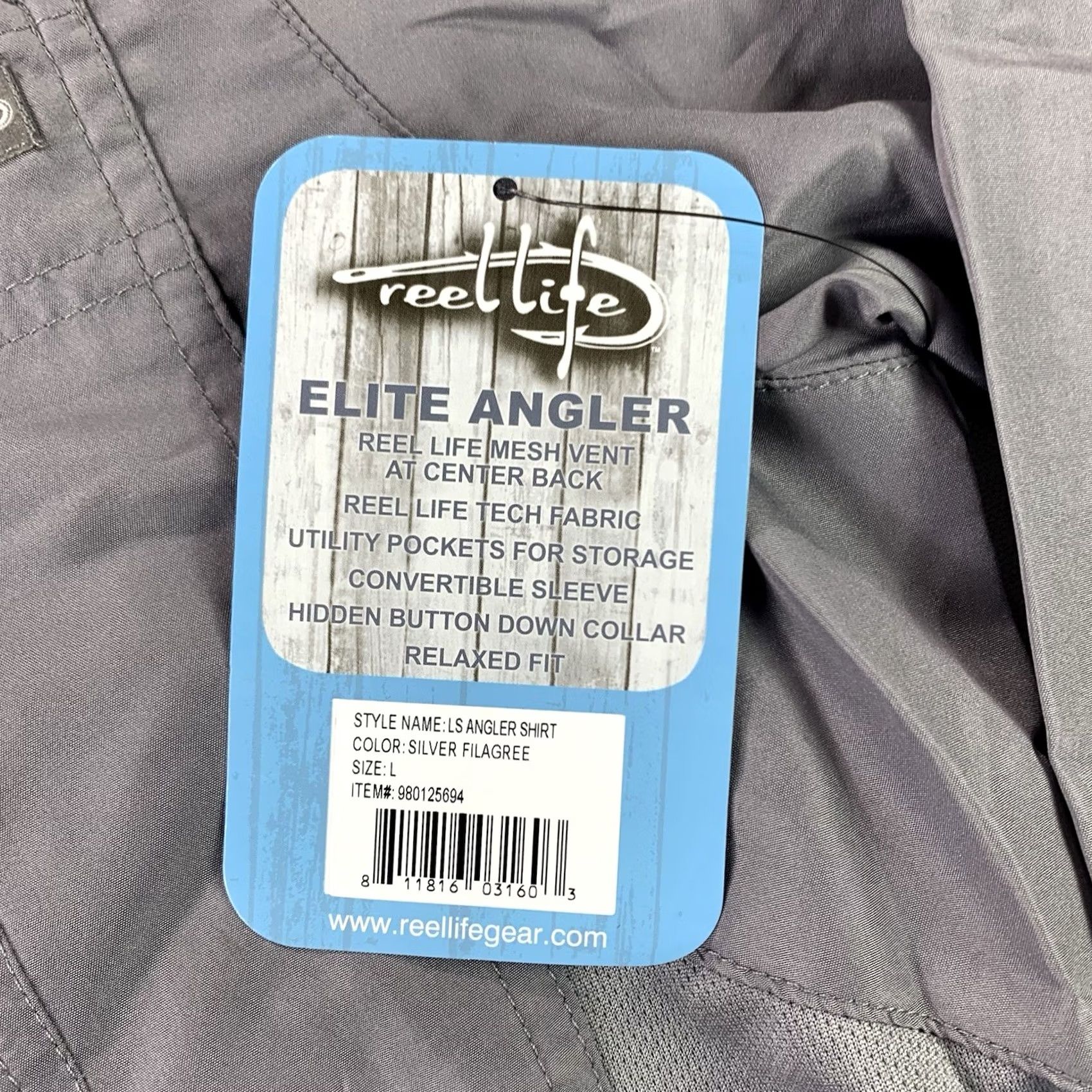 Alife Reel Life Fishing Shirt Men Large Gray Long Sleeve Button-Up NWT Elite Angler Button-Up Shirt Size US L / EU 52-54 / 3 - 4 Thumbnail