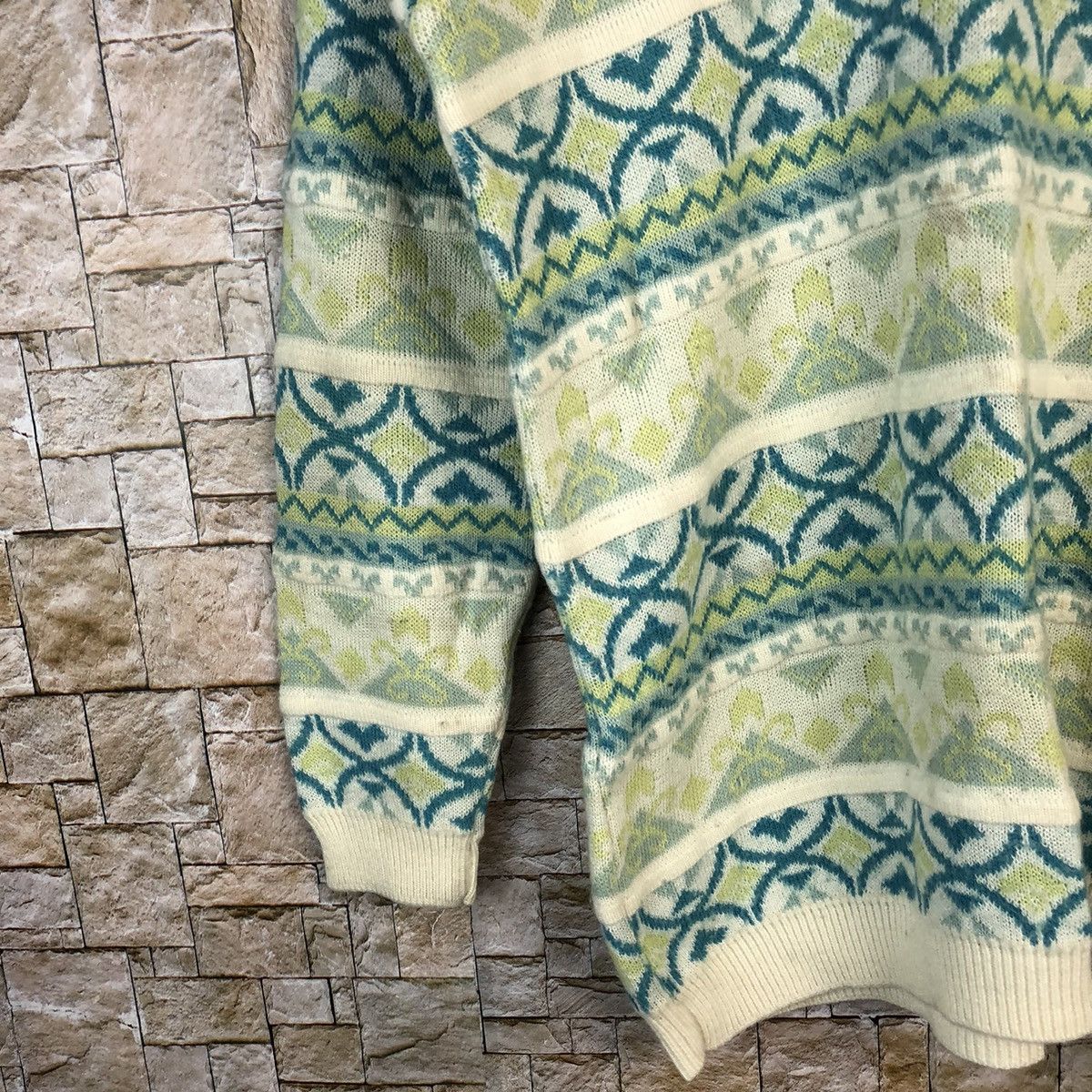 Homespun Knitwear × OVER THE STRiPES Italian designer vintage Stripe art Green Knitwear #A1047 Size S / US 4 / IT 40 - 7 Thumbnail