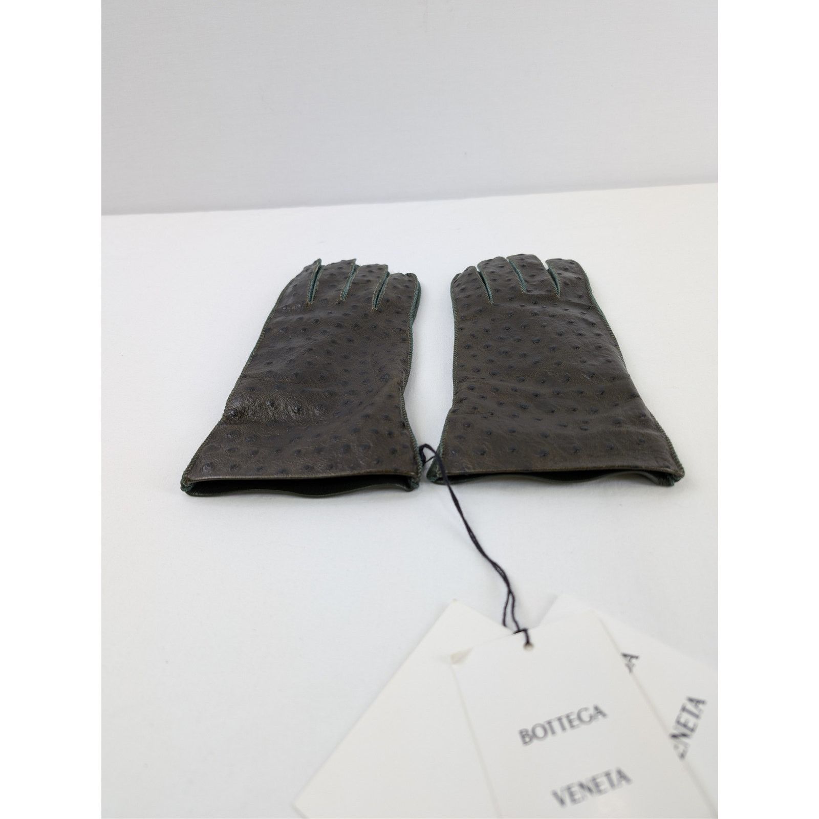 Bottega Veneta o1rshd1 Q:2/ Size:8/ Emboss Ostrich Leather Gloves Seaweed Size ONE SIZE - 4 Thumbnail