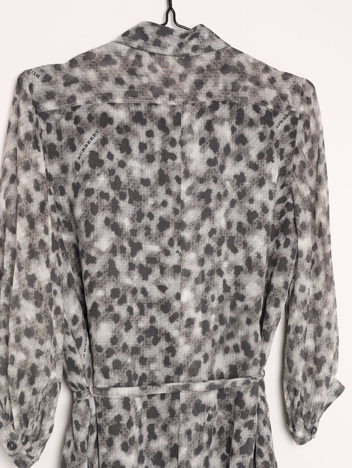 Burberry Burberry Silk Dress Grey Black Printed Belted Dress Size S / US 4 / IT 40 - 20 Thumbnail