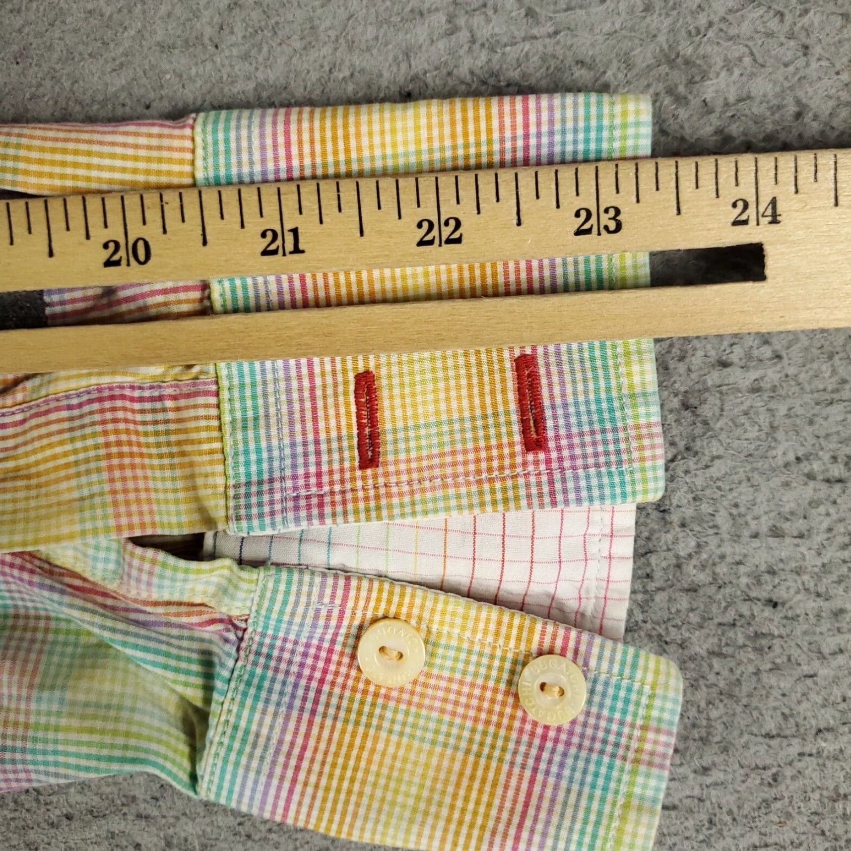 BUGATCHI Bugatchi Uomo Shirt Mens Medium Yellow Green Red Plaid Button-Up Long Sleeve Size US M / EU 48-50 / 2 - 6 Thumbnail