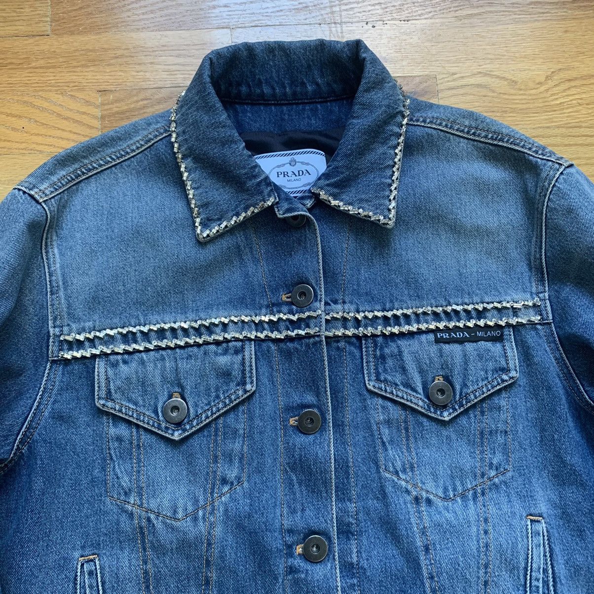 Prada FW2018 Swarovski Crystal Embellished Denim Trucker Jacket Size US M / EU 48-50 / 2 - 2 Thumbnail