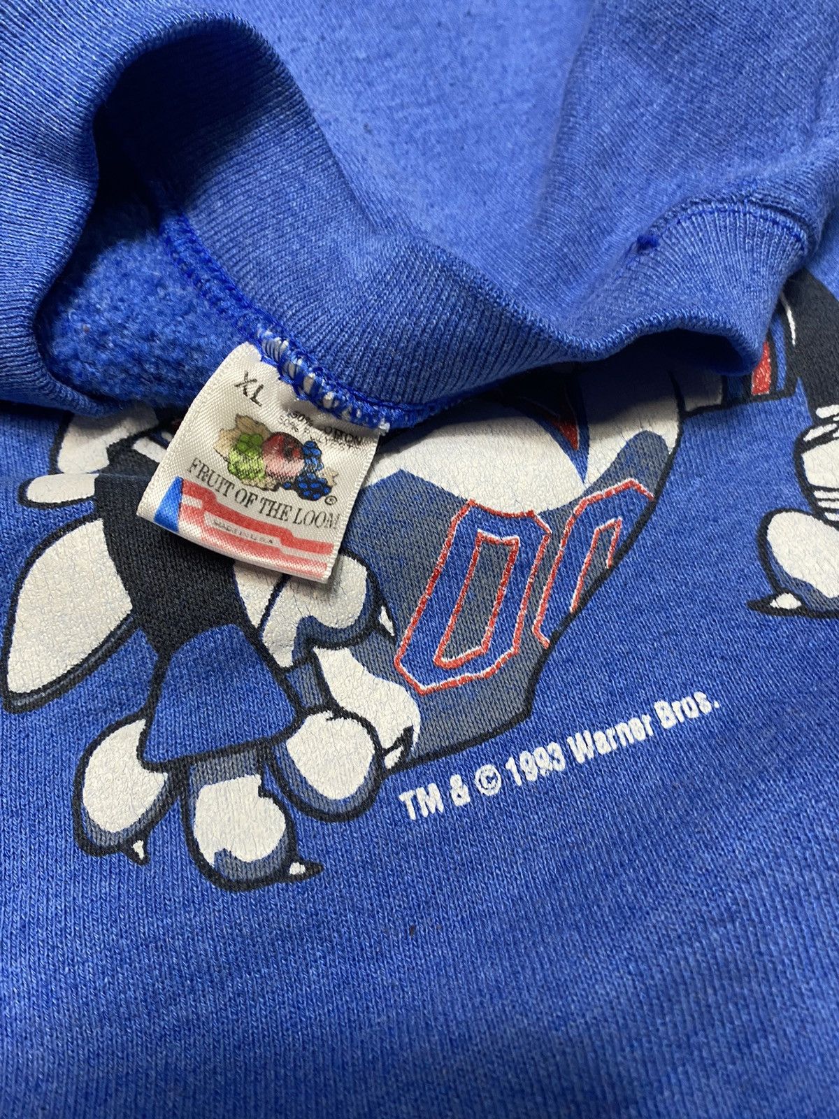 NFL × Vintage × Warner Bros Vintage New York Giants Tasmanian Devil NFL Crewneck Hoodie Size US XL / EU 56 / 4 - 3 Thumbnail