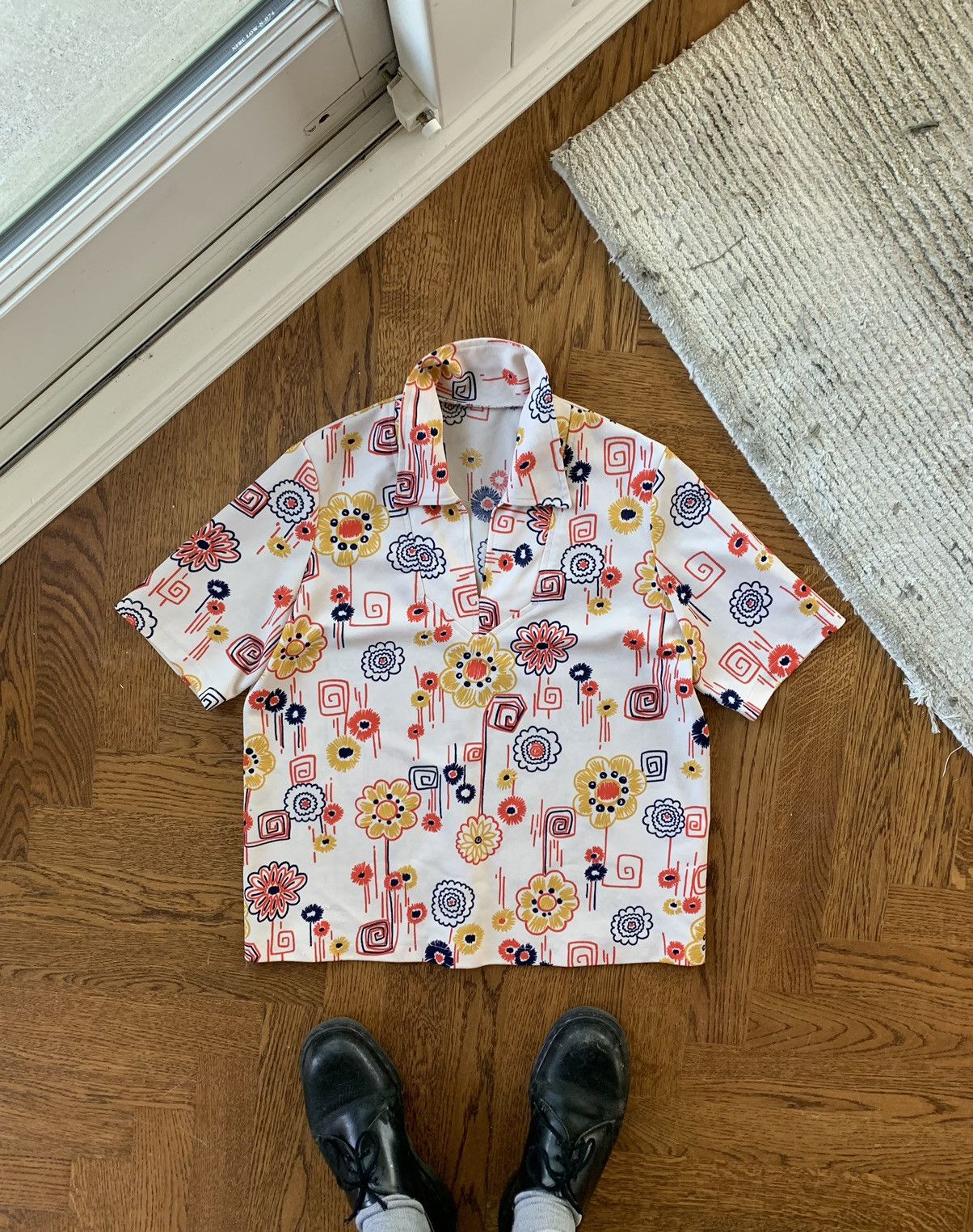 Vintage 1960s Shortsleeve Shirt True Vintage Polo 50s Floral MCM Size US M / EU 48-50 / 2 - 12 Thumbnail