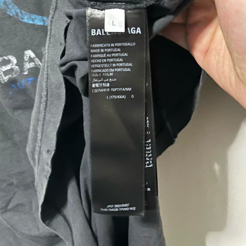 Balenciaga Balenciaga Washed Black Blurred Wave Swivel Short Sleeve Size US L / EU 52-54 / 3 - 5 Thumbnail