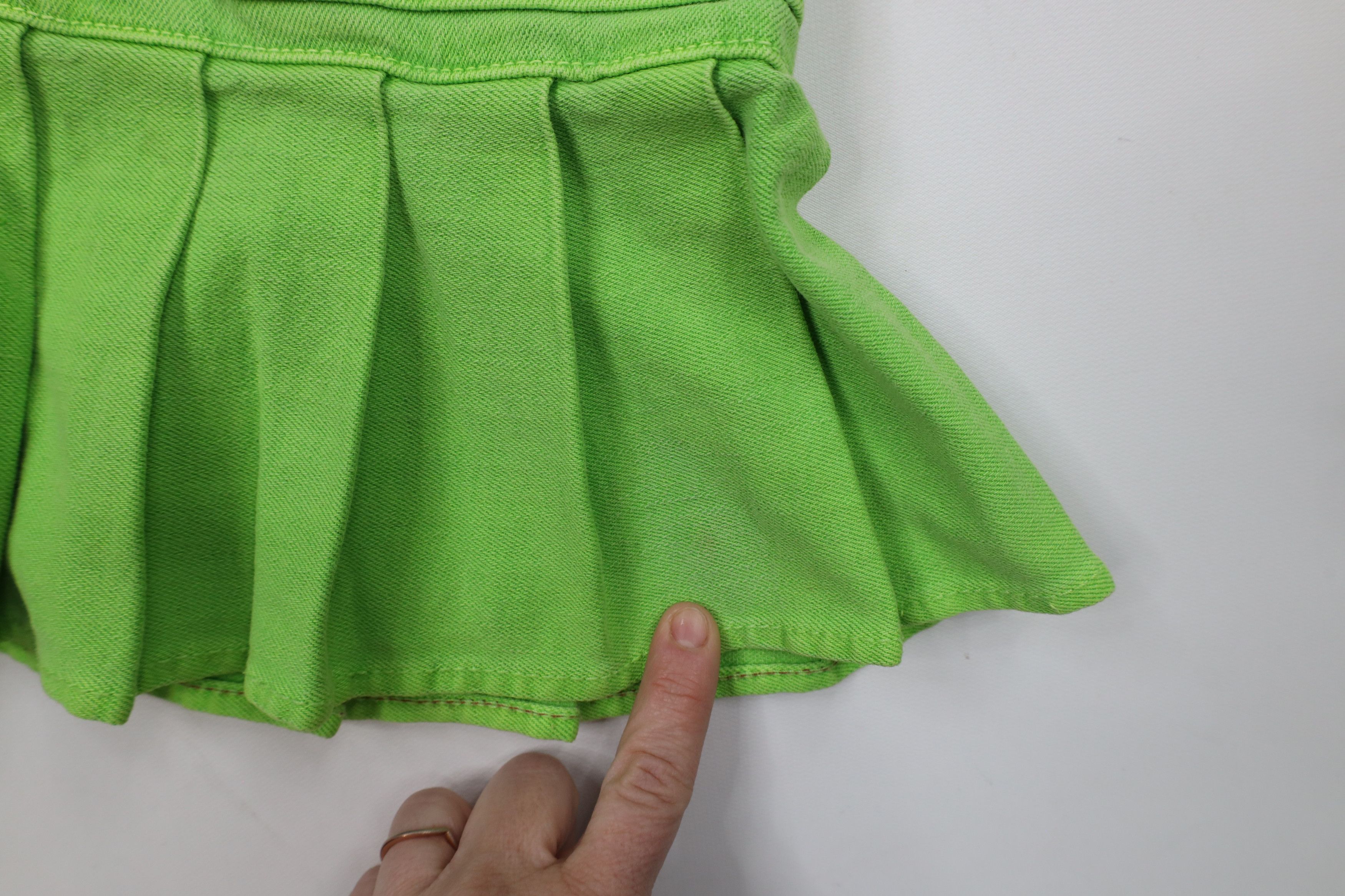 Vintage × Von Dutch Vintage 90s Y2K Von Dutch Denim Jean Mini Skirt Green USA Size 24" / US 00 / IT 34 - 13 Thumbnail