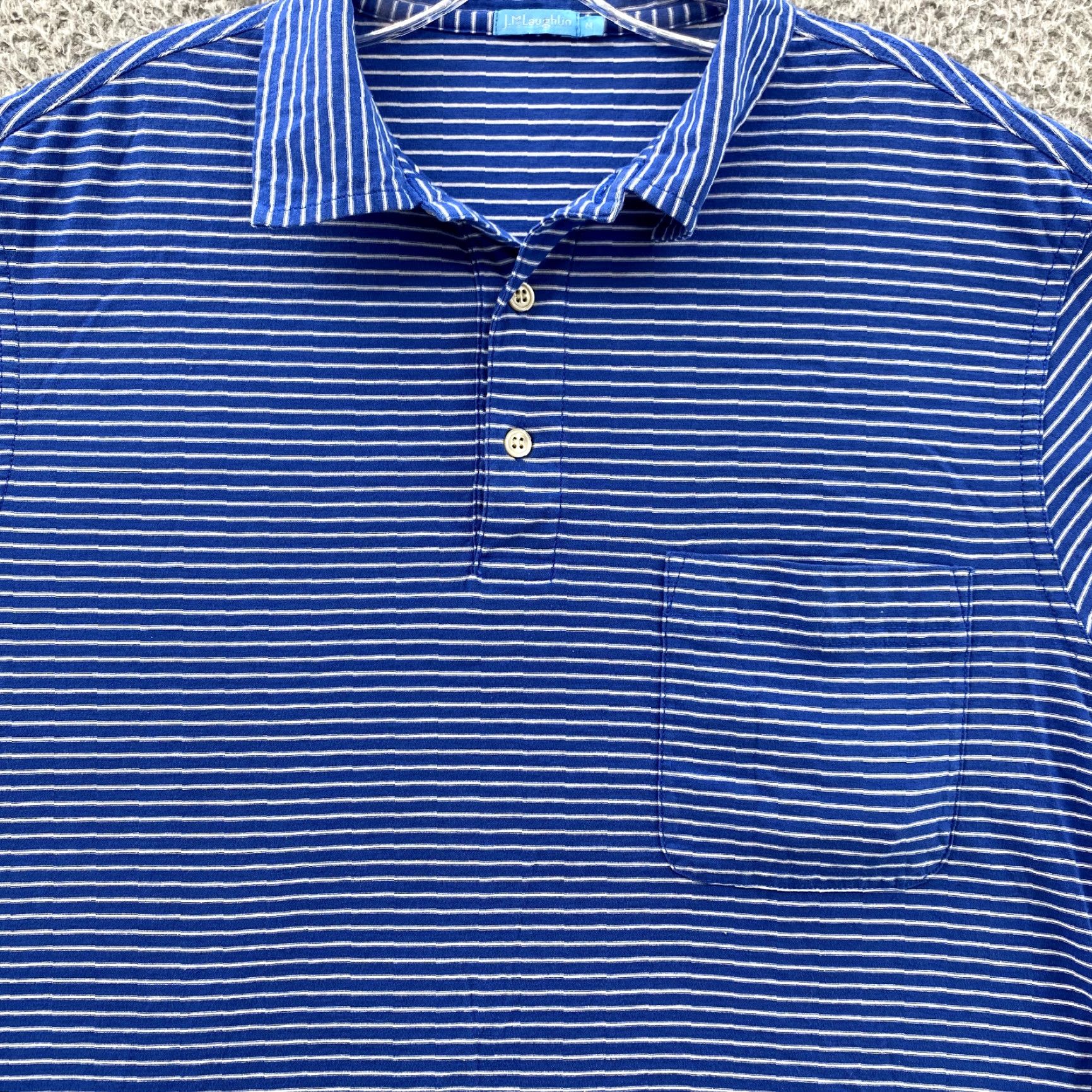 J.McLaughlin J. McLaughlin Polo Shirt Mens Medium Blue Striped Golf Preppy Tennis Core Sports Shirt Size US M / EU 48-50 / 2 - 3 Thumbnail