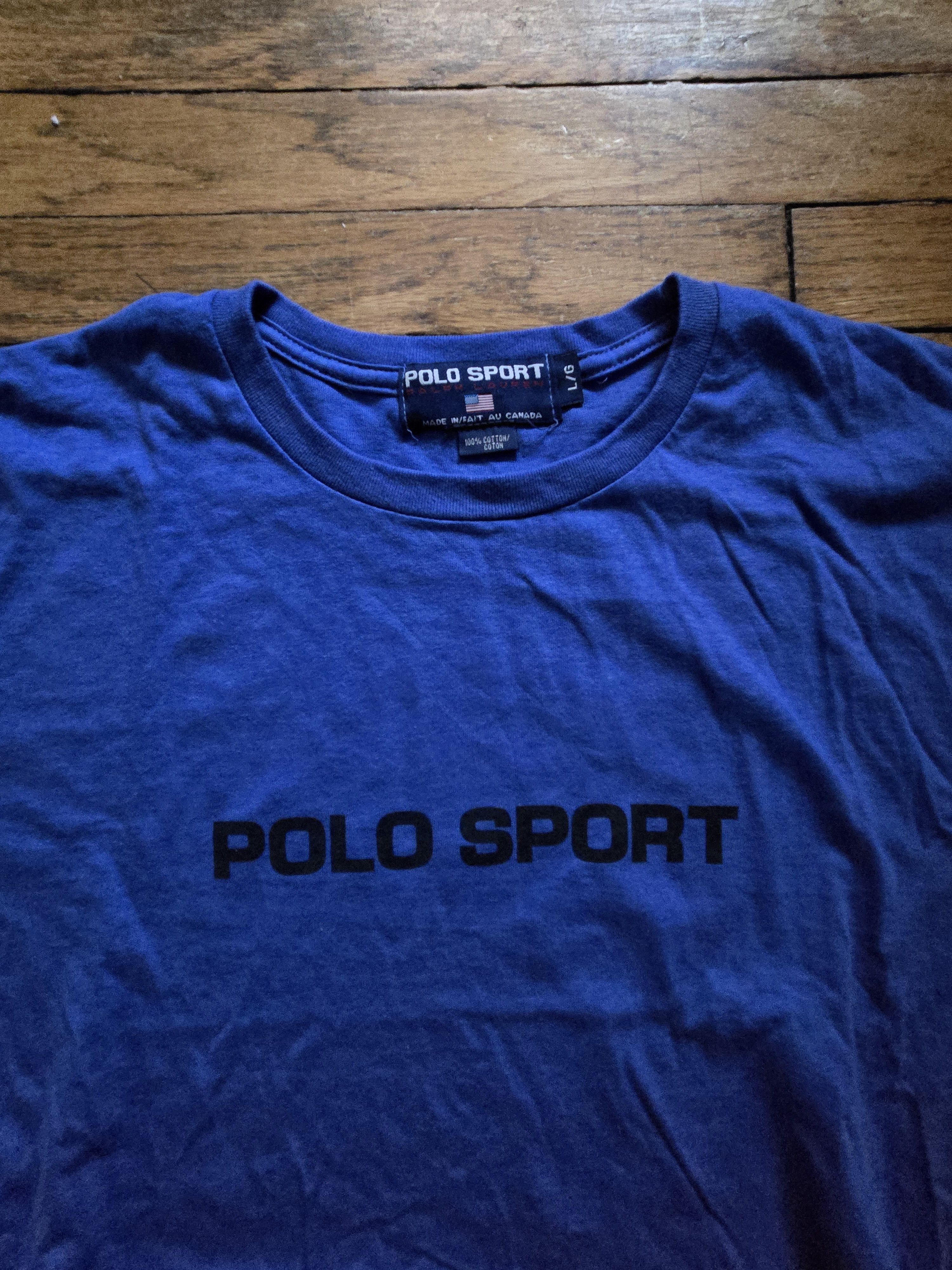 Polo Ralph Lauren BNWT Vtg 90s Ralph Lauren Polo Sport L Blue Spell Out T Size US L / EU 52-54 / 3 - 2 Thumbnail