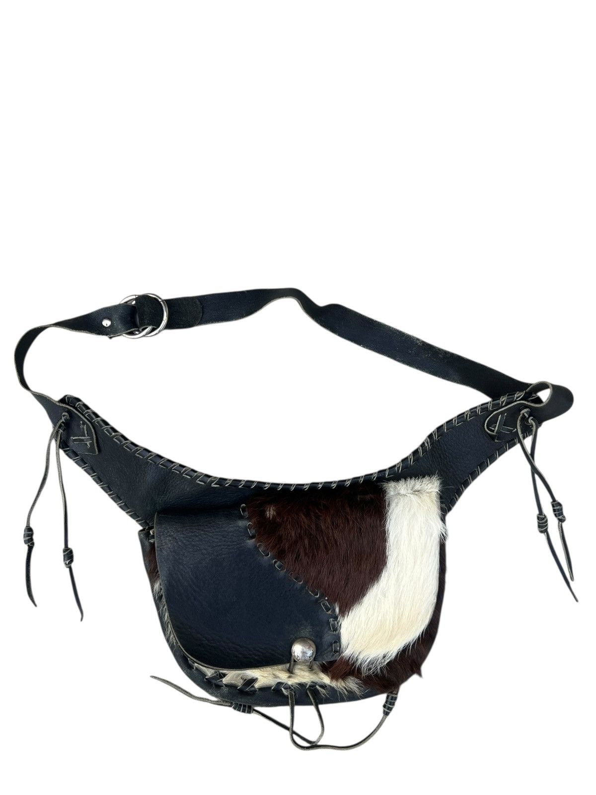 KMRii Vintage Unknown Japan Hybrid Leather Fur Native Chest Bag Size ONE SIZE - 2 Thumbnail