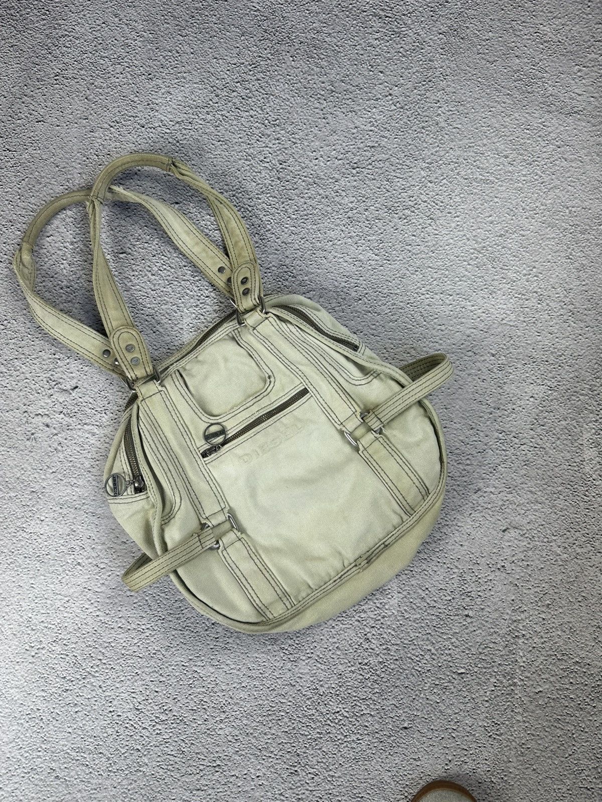 Diesel Diesel Round Canvas Tote “Still Brave” Y2K Bag Faded Japan Size ONE SIZE - 4 Thumbnail