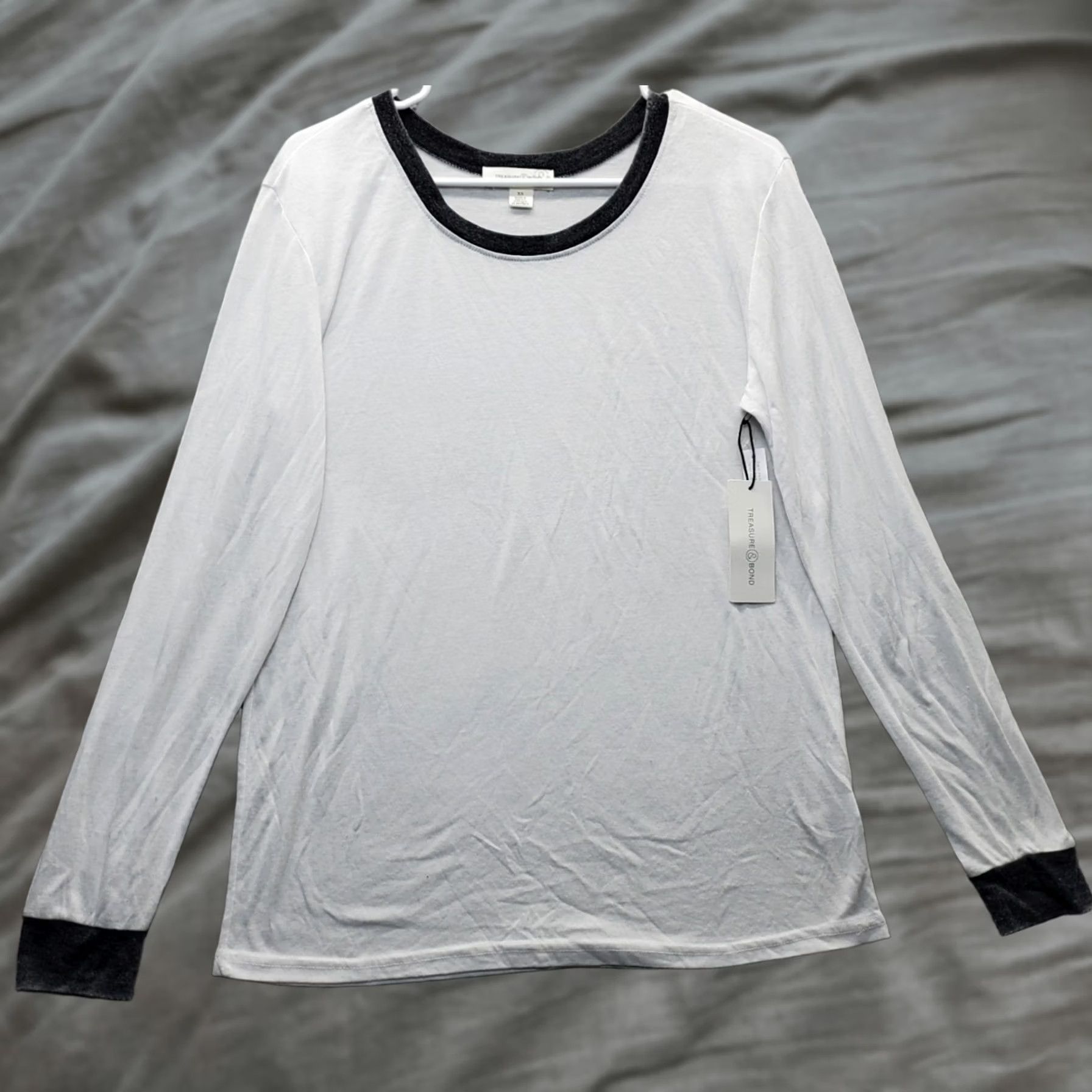 Treasure & Bond Treasure & Bond Shirt Womens XS White Raglan Sleeve Round Neck Pullover Size XS / US 0-2 / IT 36-38 - 1 Thumbnail