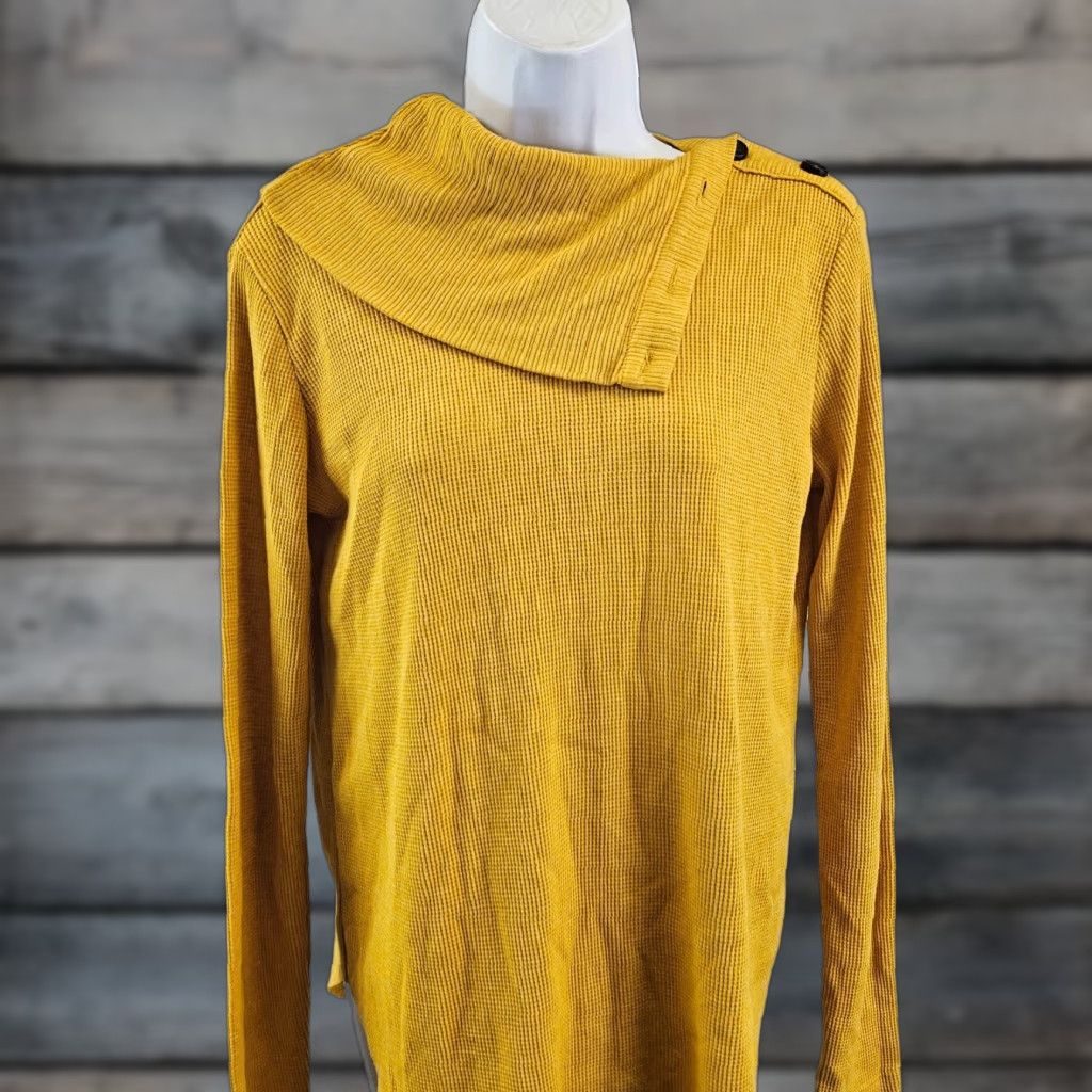Michael Stars Michael Stars Womens Bibi Cowl Neck Top Sz Small Yellow Long Sleeve Size S / US 4 / IT 40 - 1 Thumbnail