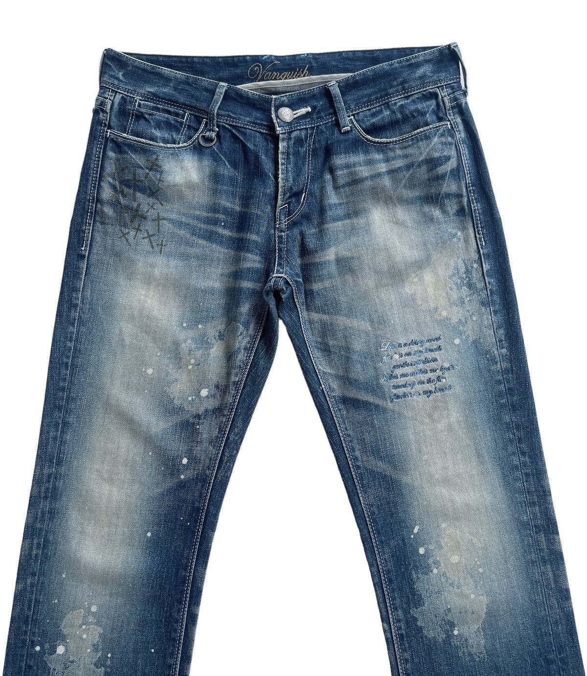 Vanquish Vanquish Japan Rusty Paint Splatted Denim Size US 33 - 3 Thumbnail