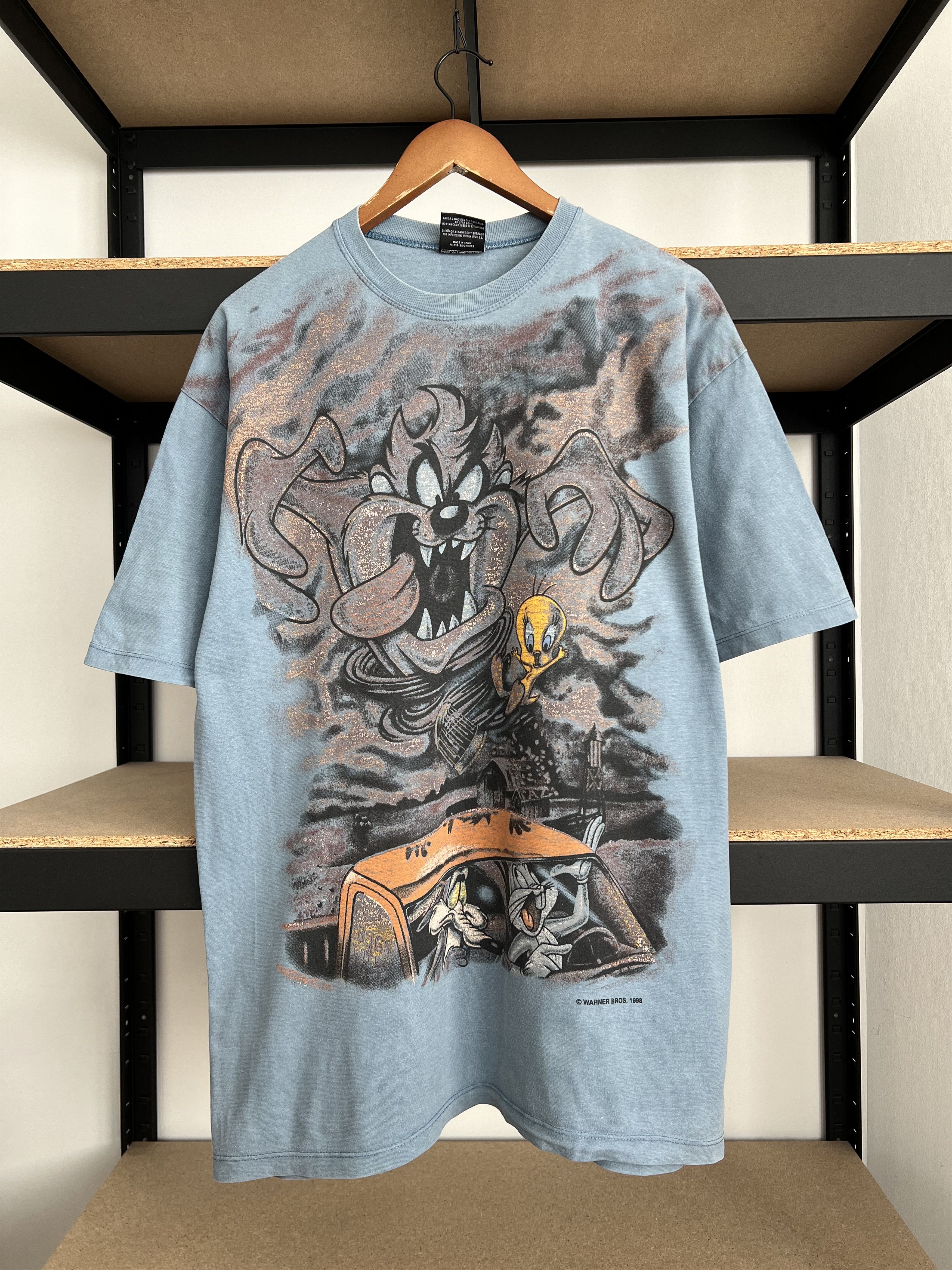 Warner Bros Vintage 1998 Taz Tazmanian Devil Warner Bros Cartoon T-shirt Size US XL / EU 56 / 4 - 1 Thumbnail