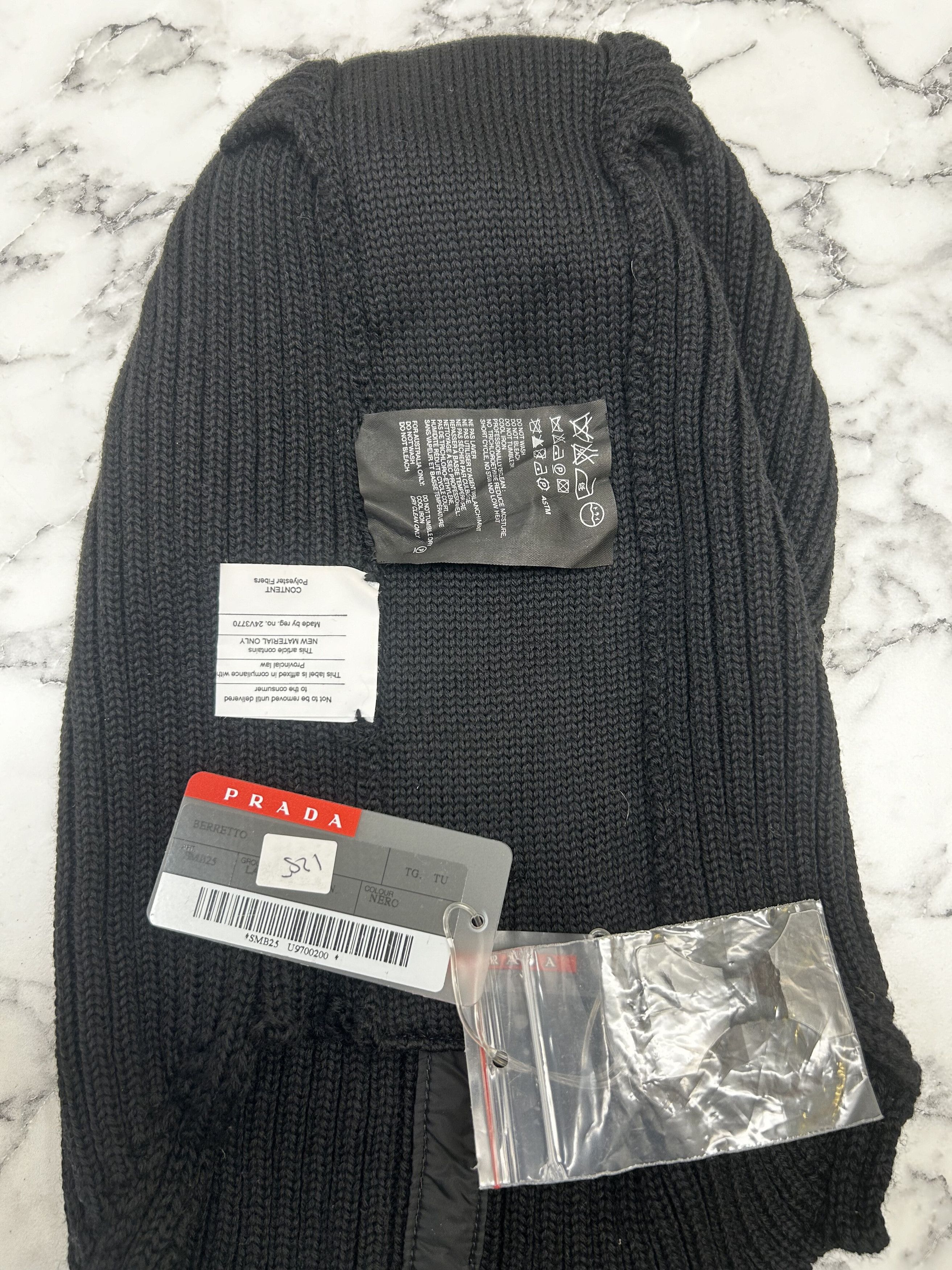 Prada Prada Linea Rossa Black Ribbed Wool Balaclava Size ONE SIZE - 5 Thumbnail