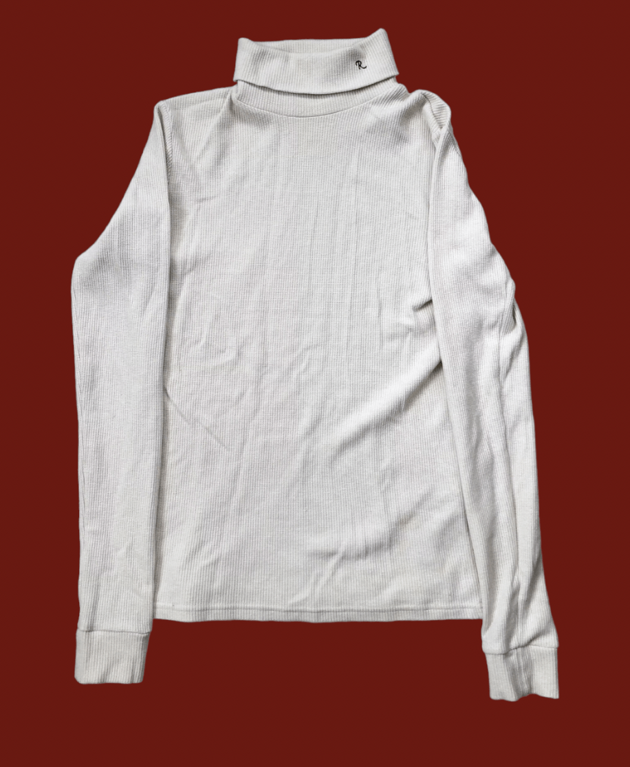 image of Raf Simons Fw 2005 "history Of My World" Thermal Turtleneck in Cream, Men's (Size Medium)