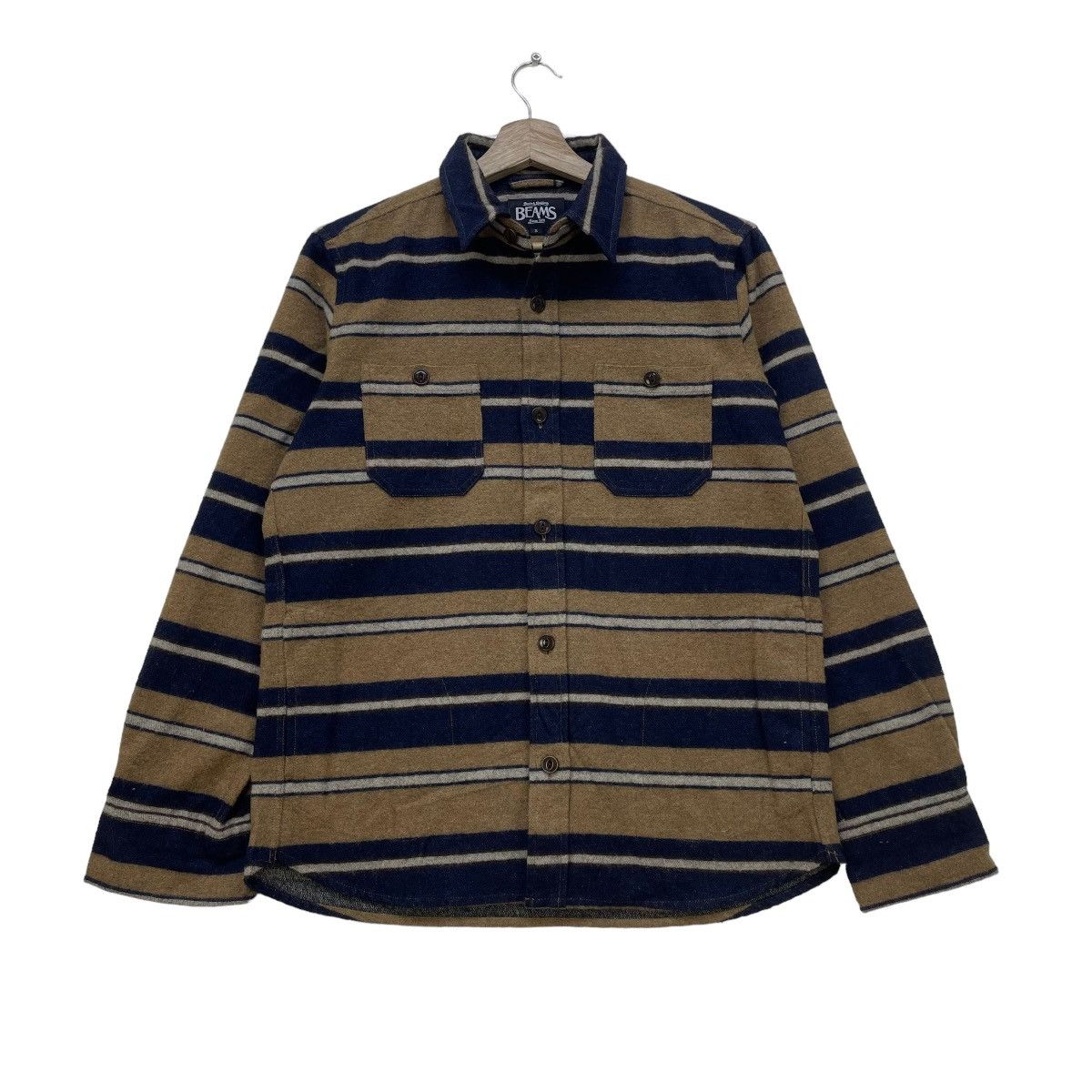 Beams Plus × Designer × Japanese Brand Japanese Brand Beams Stripe Long Sleeve Polo Shirt Size US S / EU 44-46 / 1 - 1 Thumbnail
