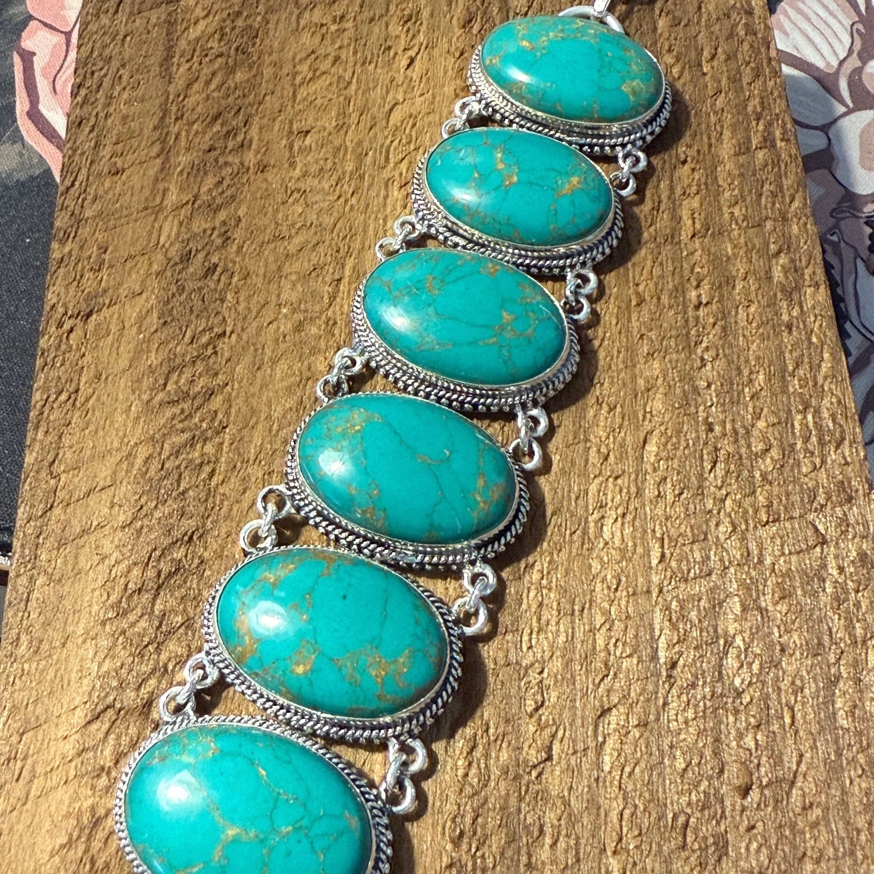 Other Copper Turquoise Sterling Silver Link Bracelet Gift Box Size ONE SIZE - 9 Thumbnail