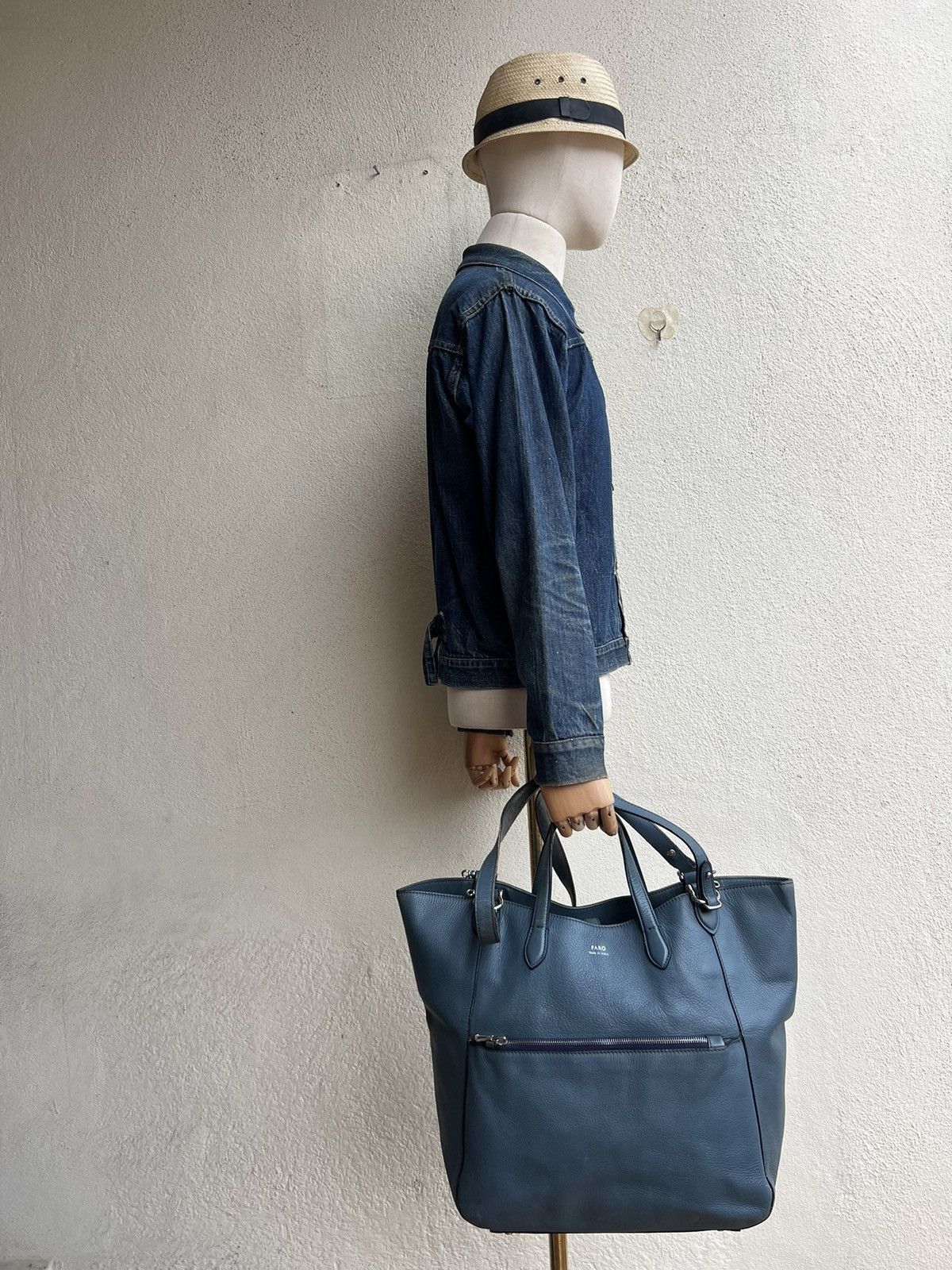 Leather FARO Japan Distressed Patina Leather 2 Way Tote Bag Size ONE SIZE - 3 Thumbnail
