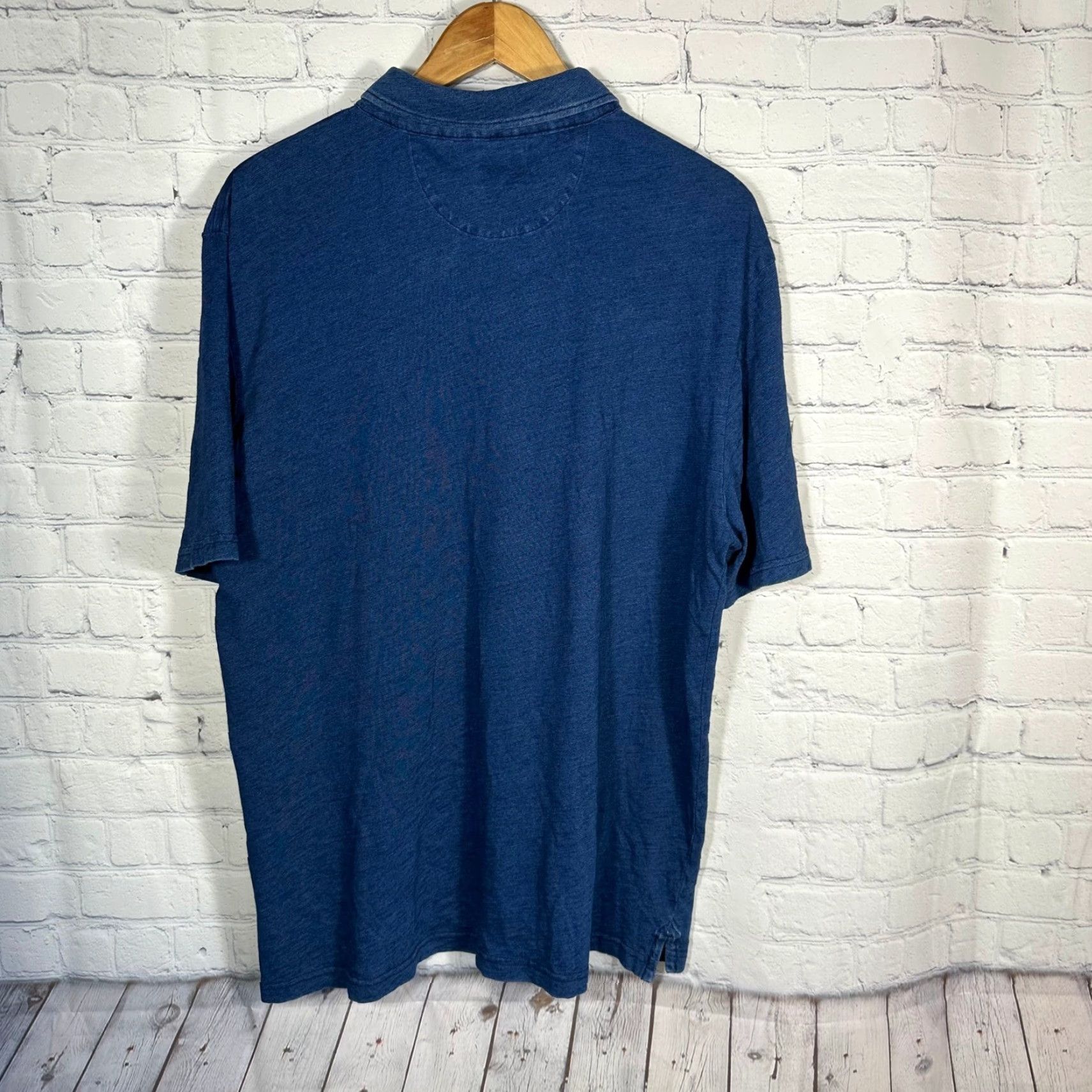 Faherty Faherty Brand Polo Shirt Blue XL Indigo Dyed 100% Cotton Pocket Short Sleeve Regular Men by Faherty Brand Size US XL / EU 56 / 4 - 7 Thumbnail