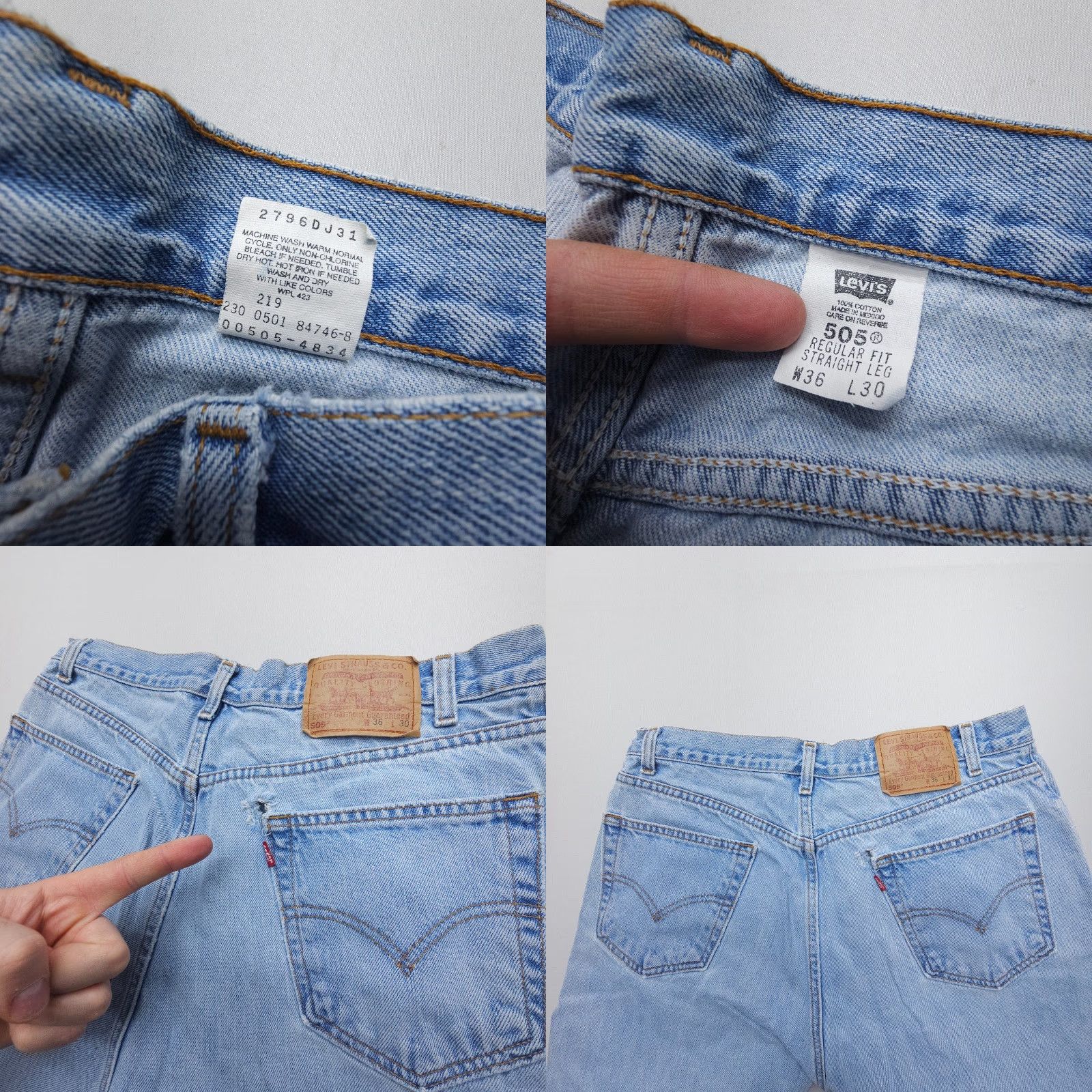 Levi's Vtg Levi's 505 Straight Leg Jeans Mens 36 x 30 Blue Distressed 2000s Denim Jeans Regular Mens Blue 505 Straight Leg Levi's Vintage Size US 36 / EU 52 - 8 Thumbnail