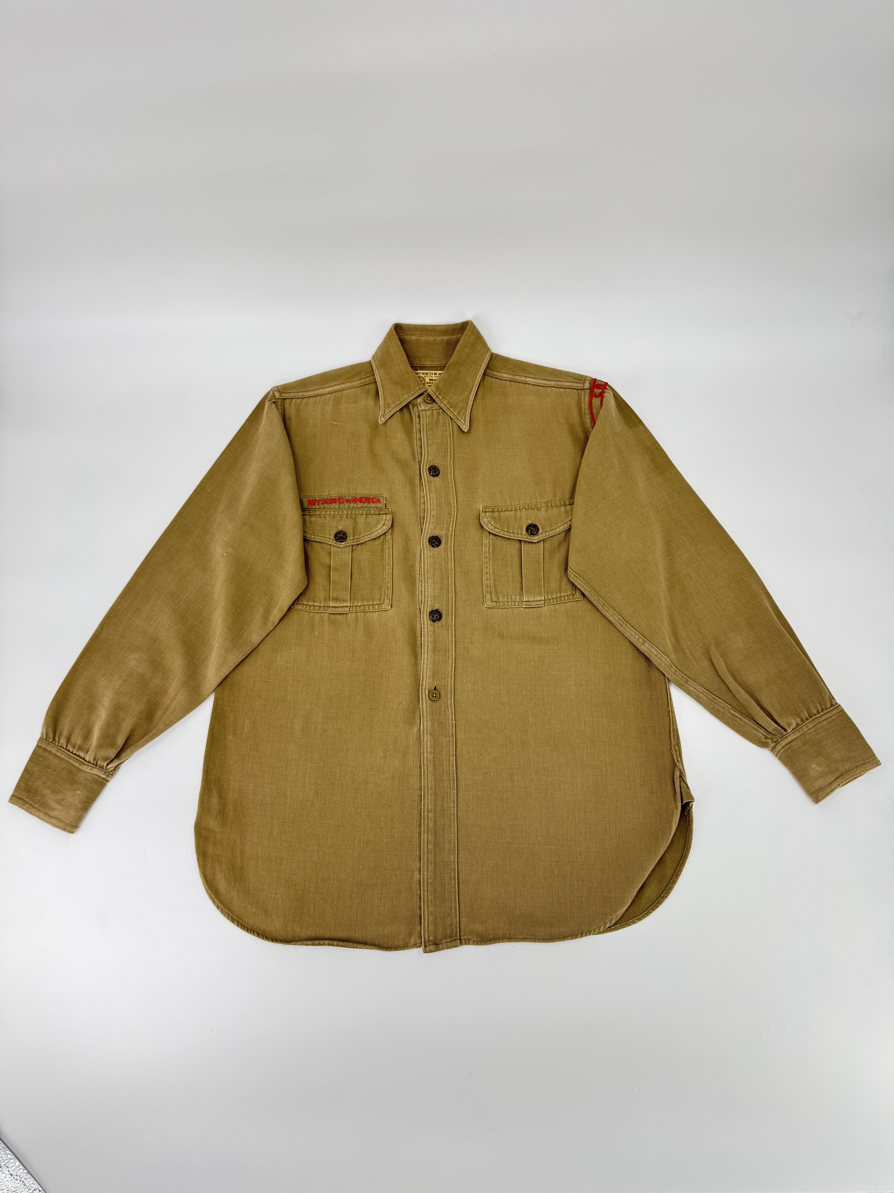 Vintage Vintage 1940s Sweet-Orr Boyscouts Beige Sleeve Shirt Small Size US S / EU 44-46 / 1 - 1 Thumbnail