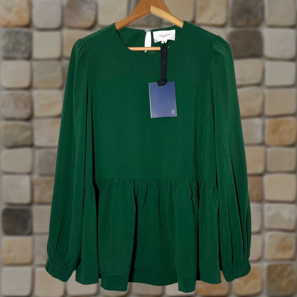Vintage NWT Tuckernuck Pomander Place Carlota Peplum Blouse Hunter Green Sz M Blouse WomensXS? Size M / US 6-8 / IT 42-44 - 1 Thumbnail