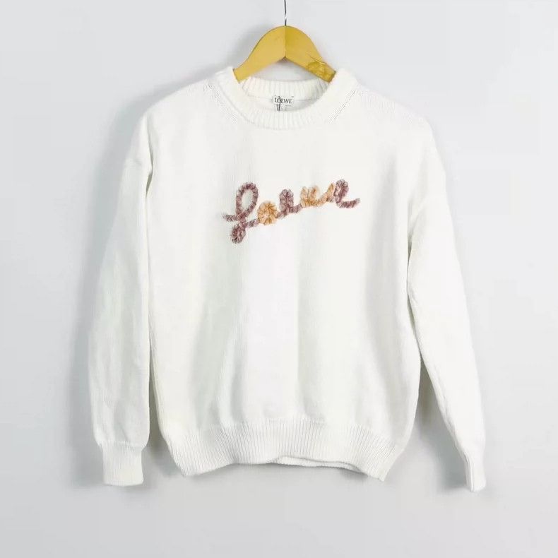 loewe white embroidered logo knit sweatshirt-2508