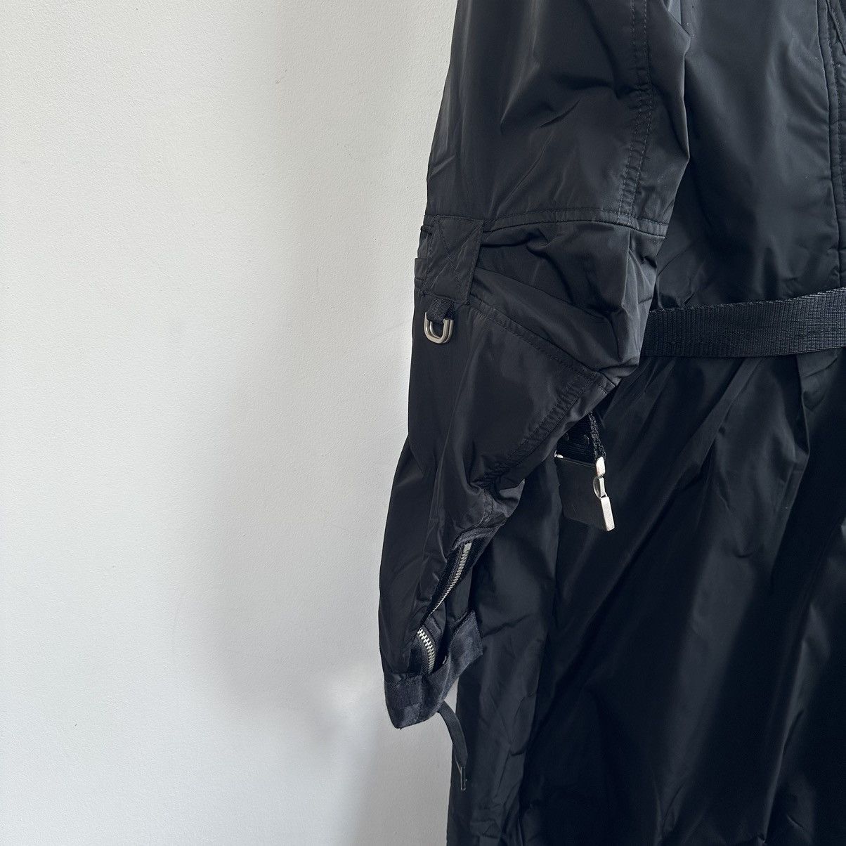 Marithe + Francois Girbaud 🔥BLACK nylon BONDAGE LONG JACKET MFG Size L / US 10 / IT 46 - 19 Thumbnail