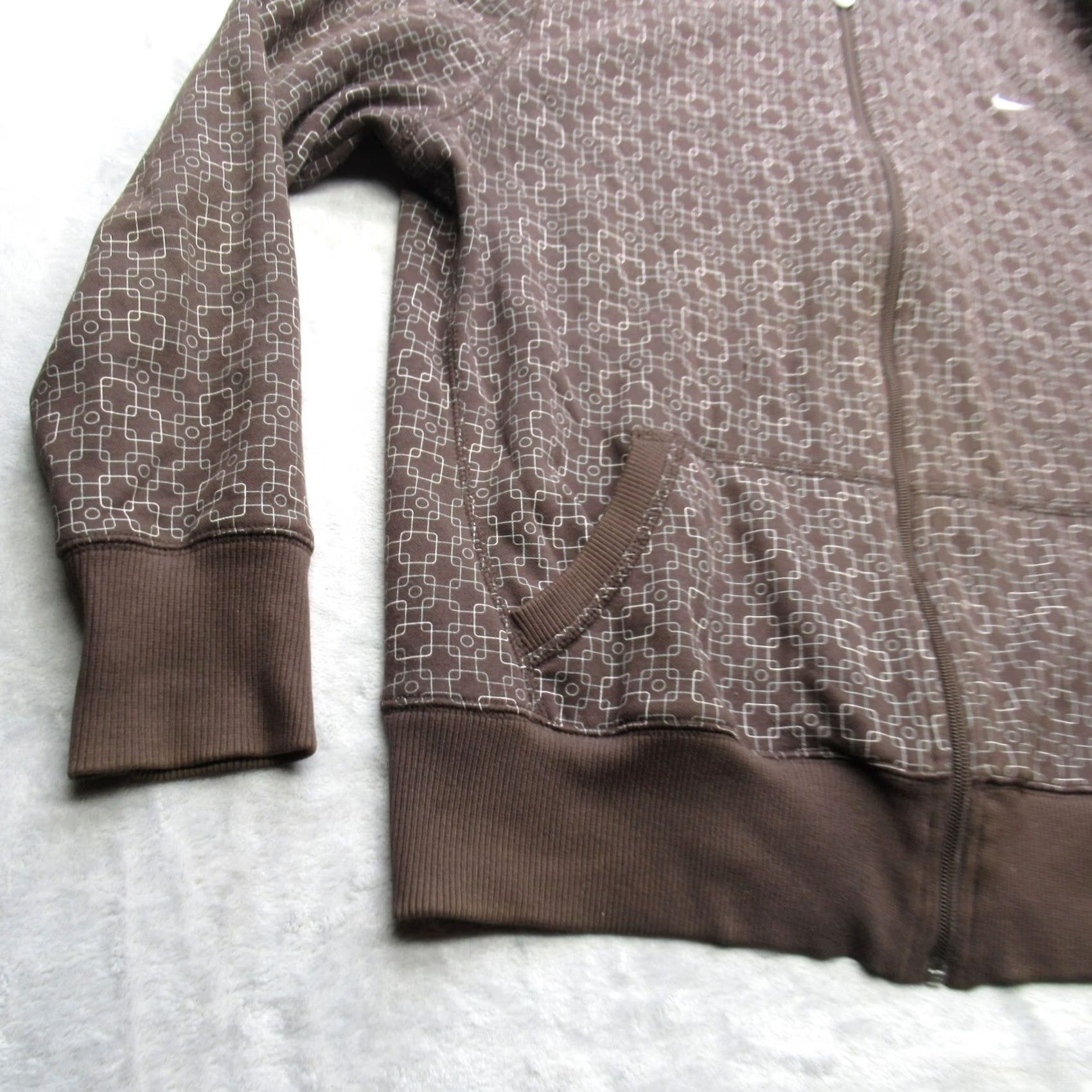 Nike VINTAGE Nike Jacket Women 2XL Brown Geometric Pocket Swoosh Fleece FullZip Size XXL / US 16-18 / IT 52-54 - 3 Thumbnail